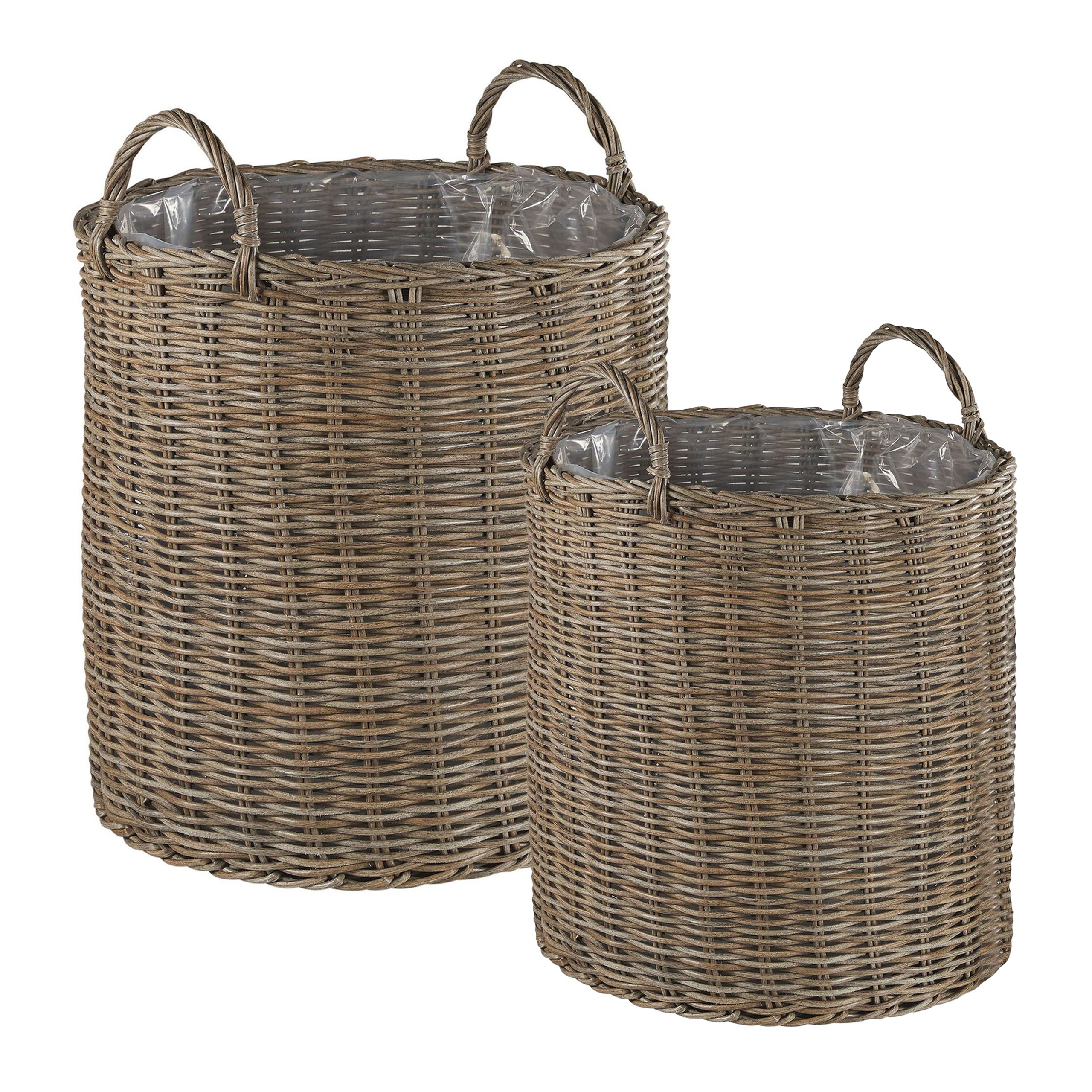 Bloempot set van 2 rotan zandbeige BITOLA