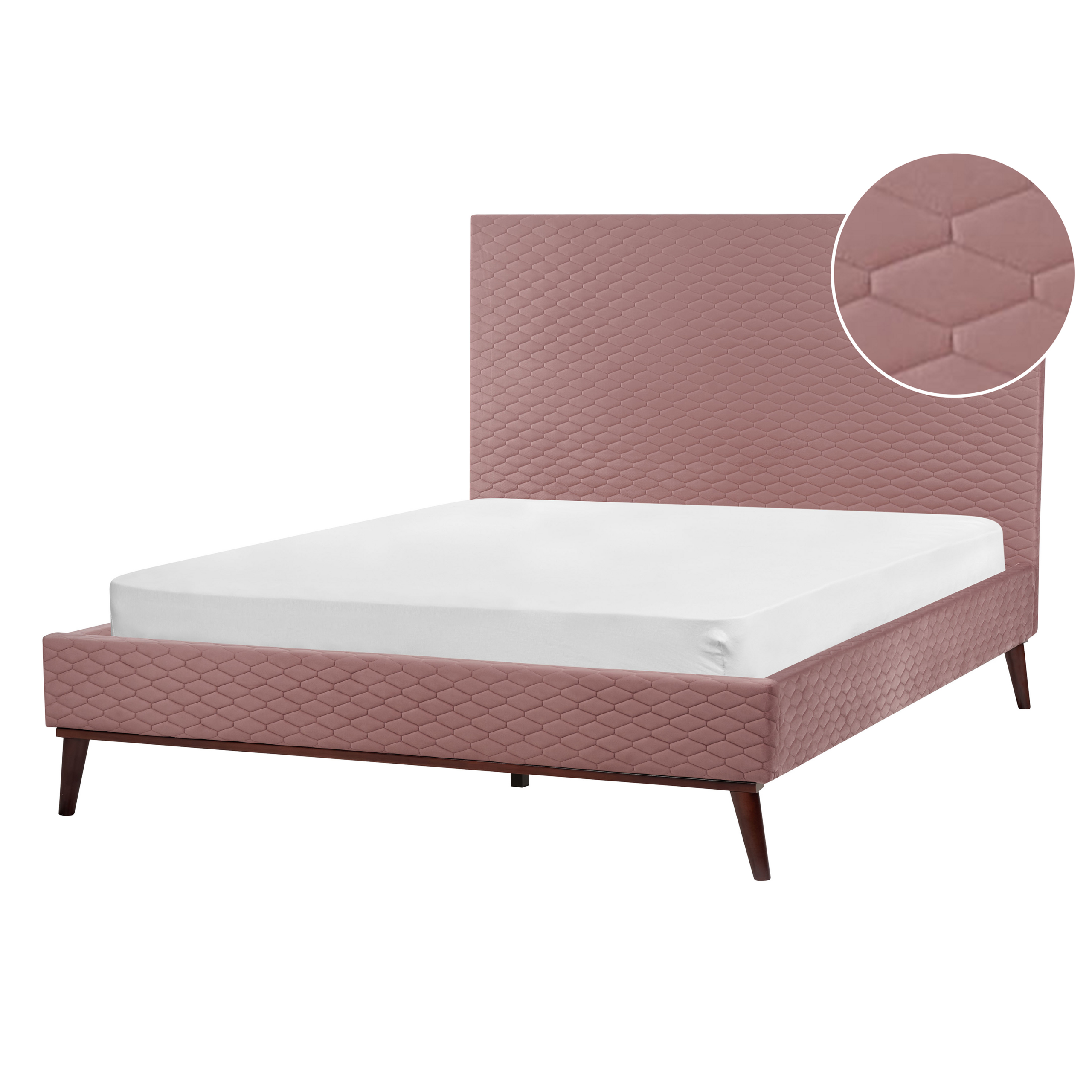 Bed fluweel roze 140 x 200 cm BAYONNE