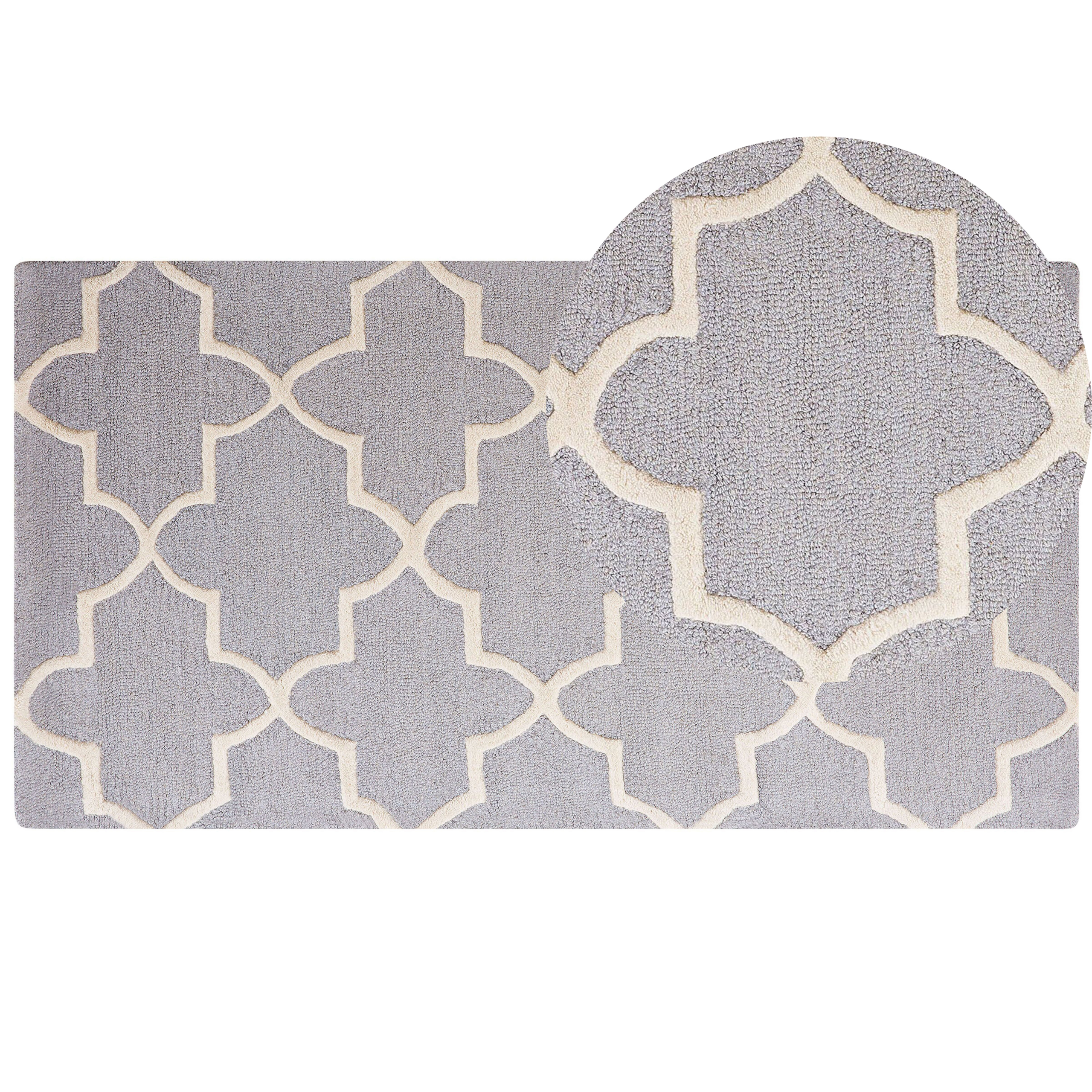 Vloerkleed wol grijs 80 x 150 cm SILVAN