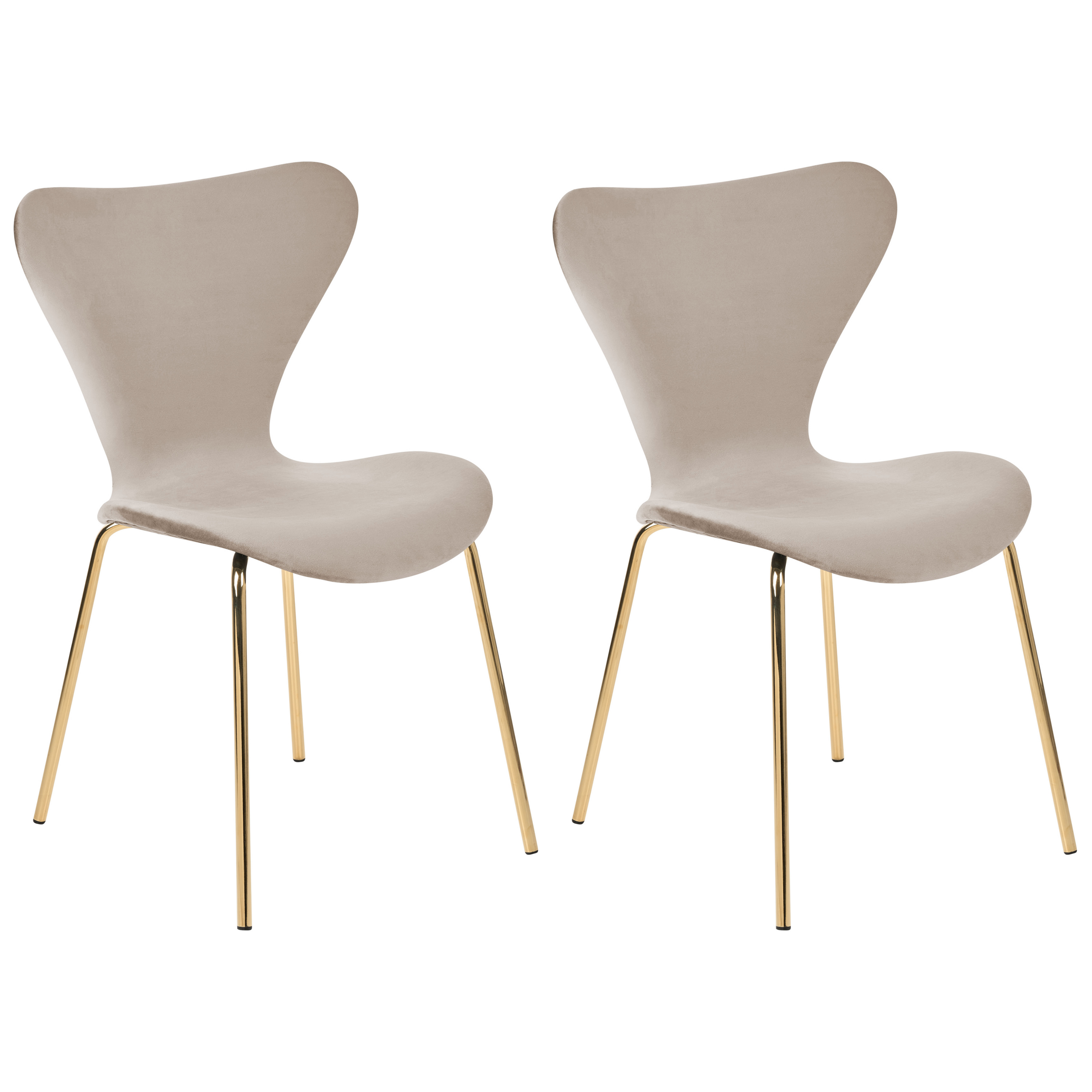 Banketstoel Set van 2 Fluweel Taupe BOONVILLE