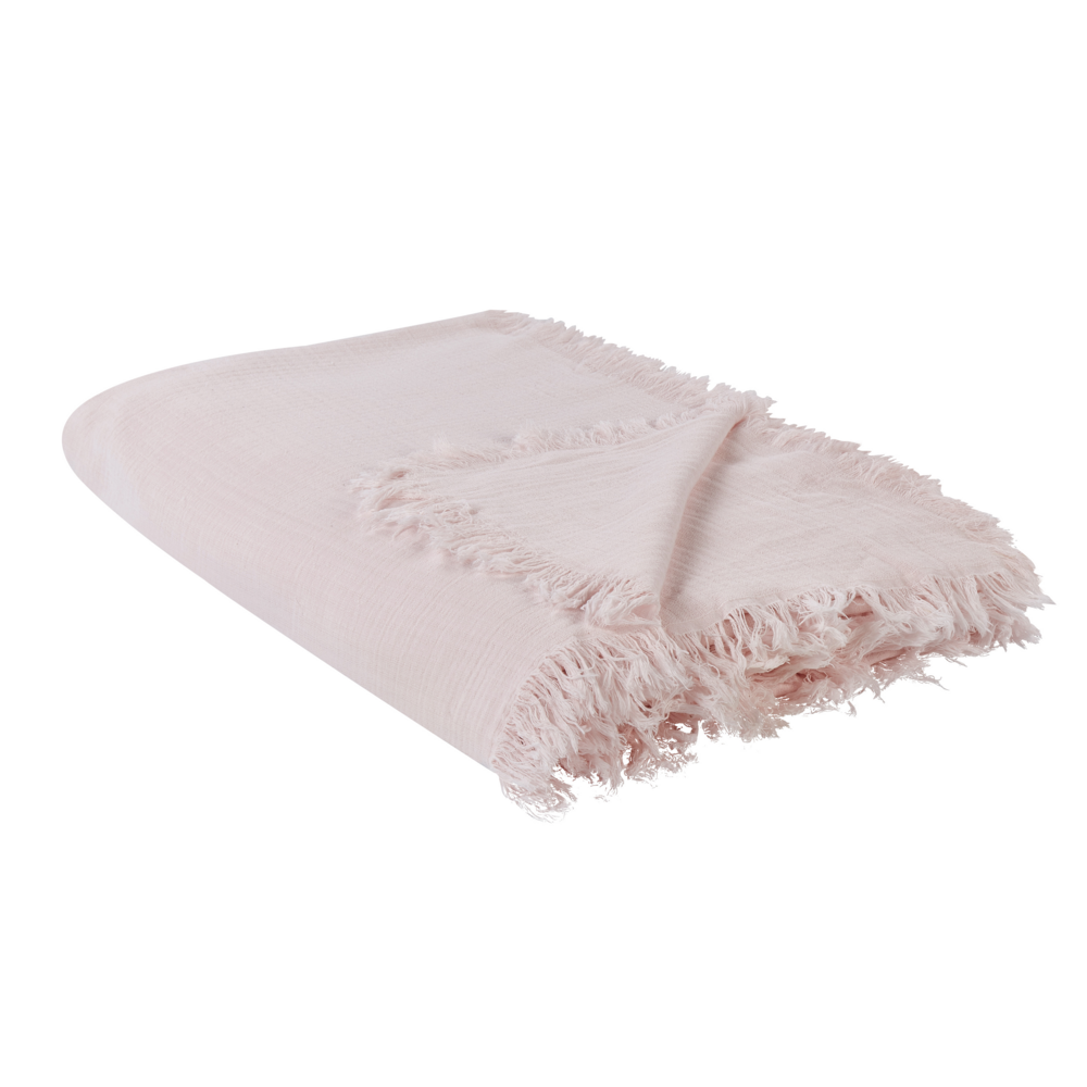Image of Copriletto decorativo in cotone rosa 200 x 220 cm biancheria da letto design classico camera da letto