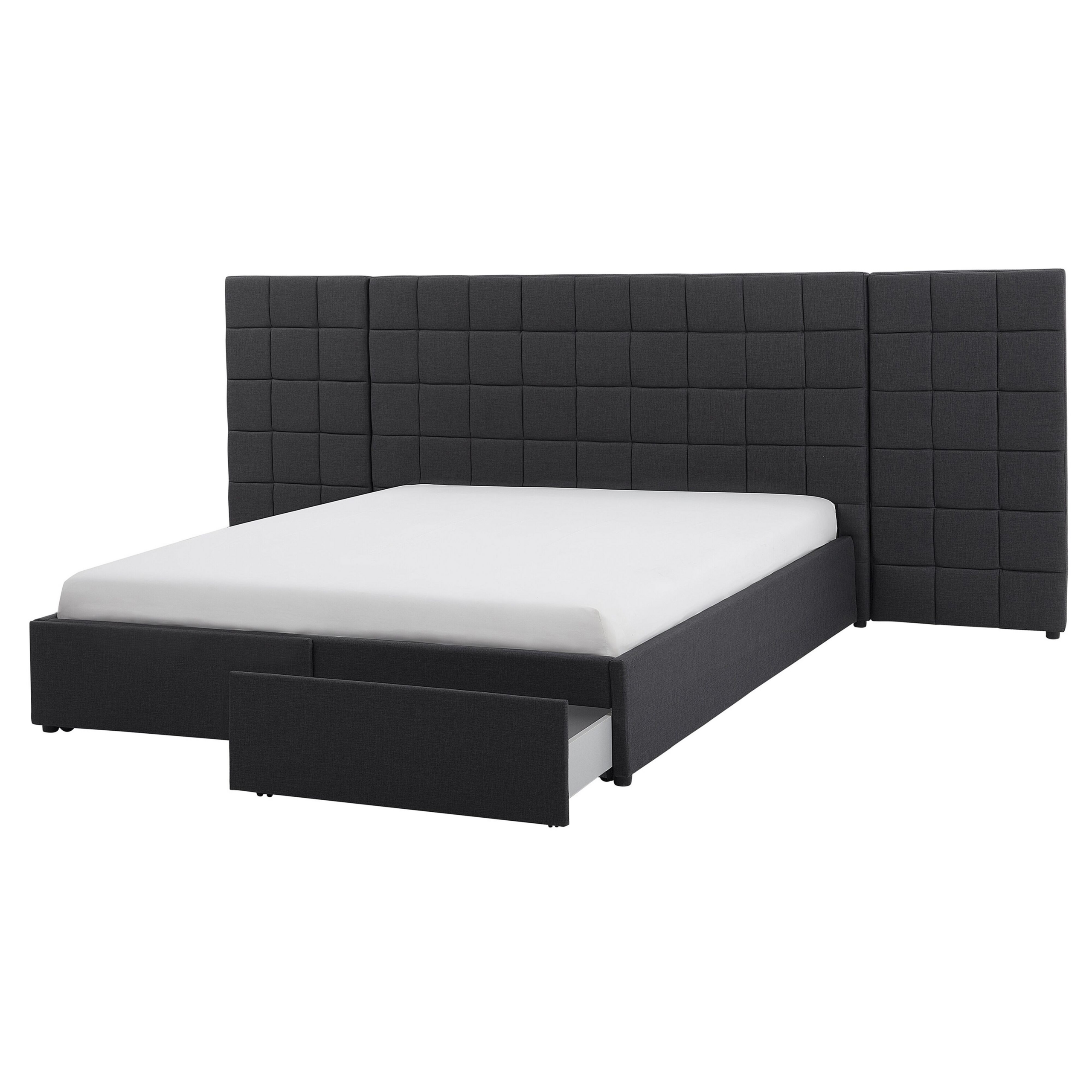 Bed stof grijs 160 x 200 cm MILLAU