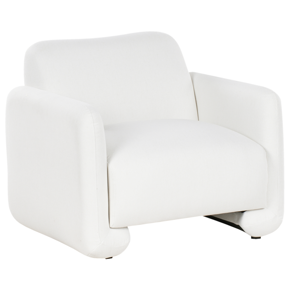 Poltrona in tessuto bianco imbottitura in poliestere ampio schienale con braccioli mobili da salotto retrò