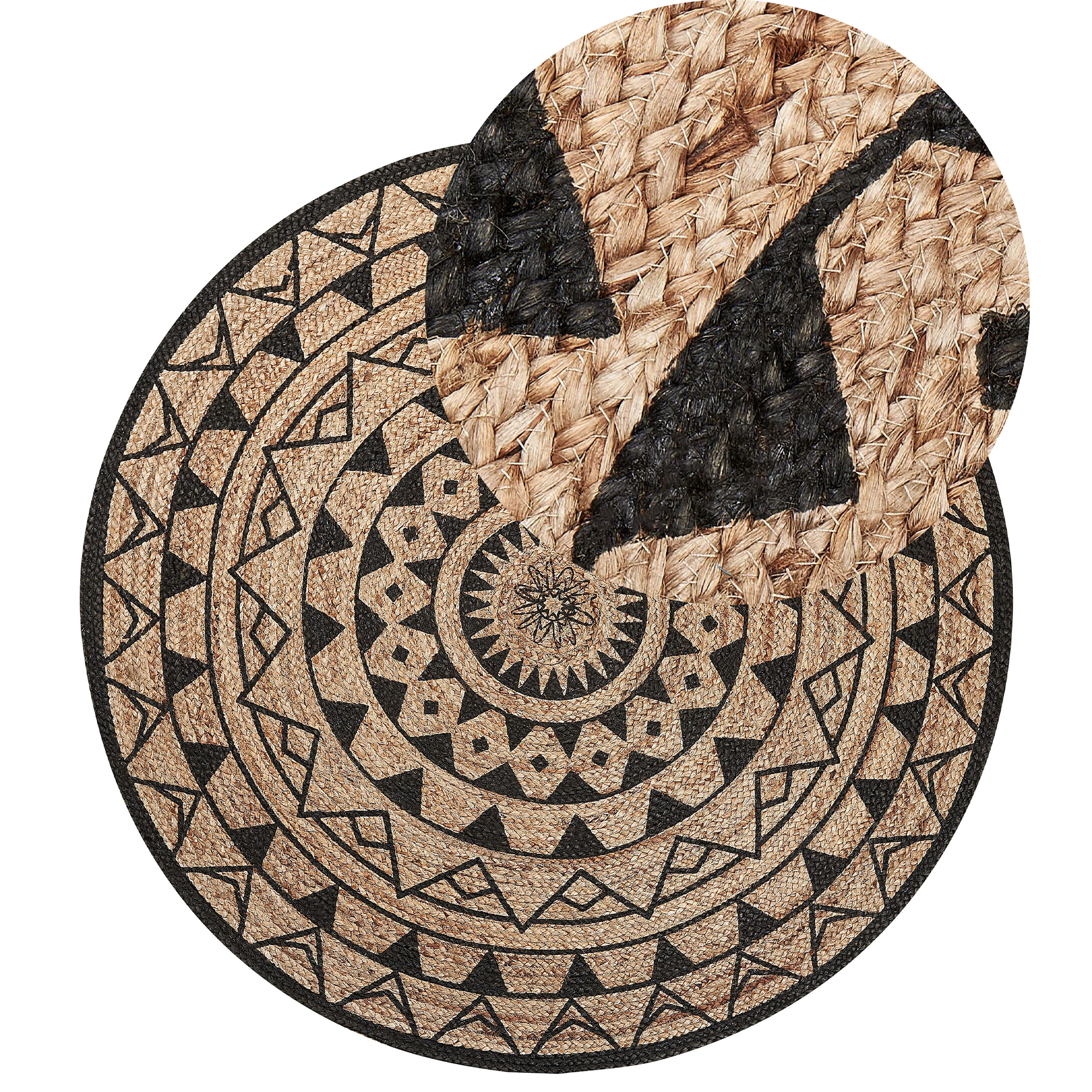 Jute Vloerkleed Beige/Zwart ⌀ 140 cm PORSUK