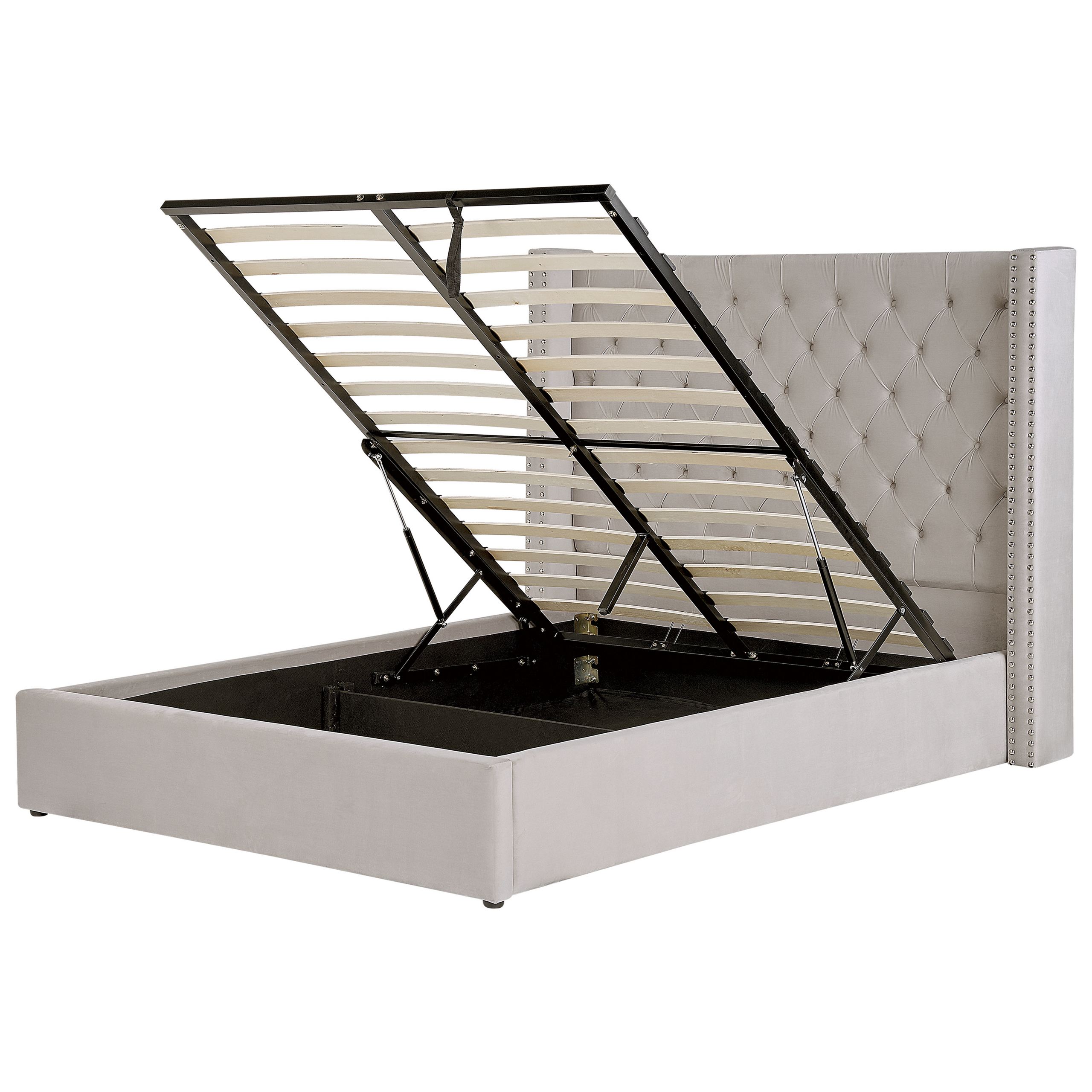 Bed met opbergruimte fluweel lichtgrijs 140 x 200 cm LUBBON