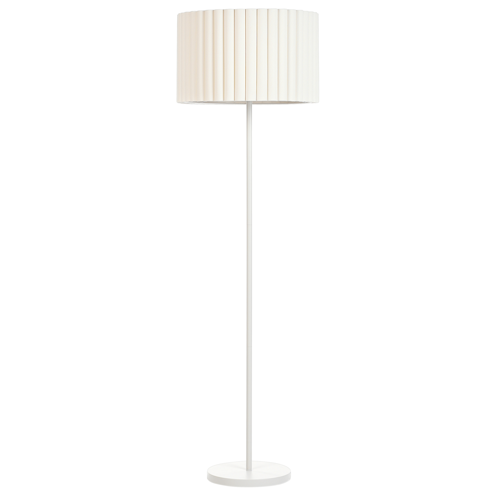 Lampada da terra Beige Bianco Poliestere Terylene Ferro 154 cm Paralume a tamburo Luce Camera da letto Soggiorno Retrò Classico