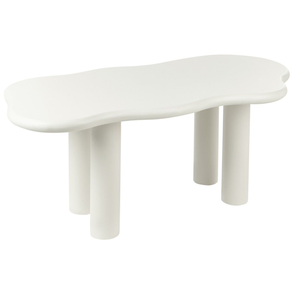 Tavolo da pranzo in MDF bianco sporco con gambe in PVC 188 x 94 x 74 cm Forma del piano irregolare Soggiorno Moderno Minimalista