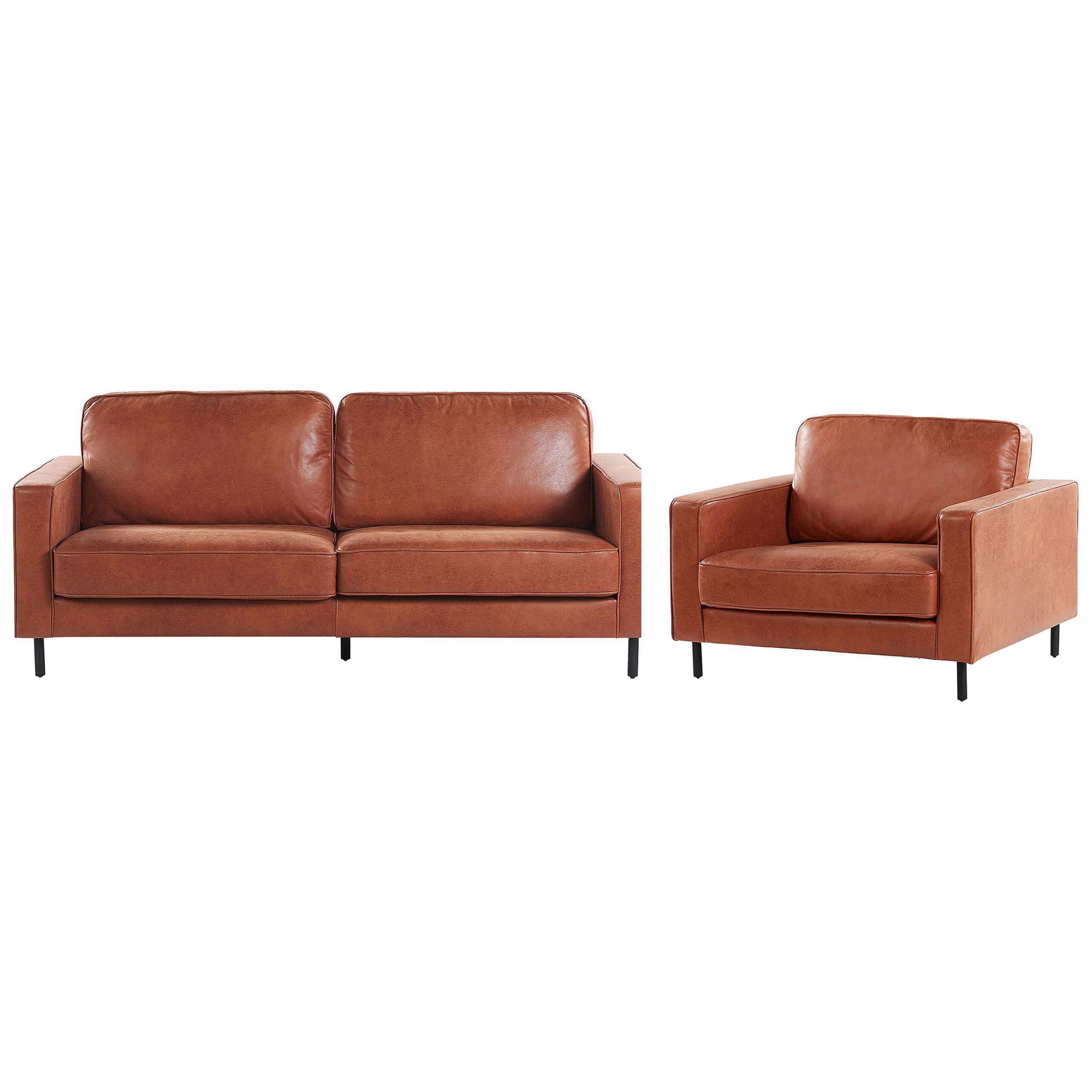 Bankstel leather-look goudbruin SAVALEN