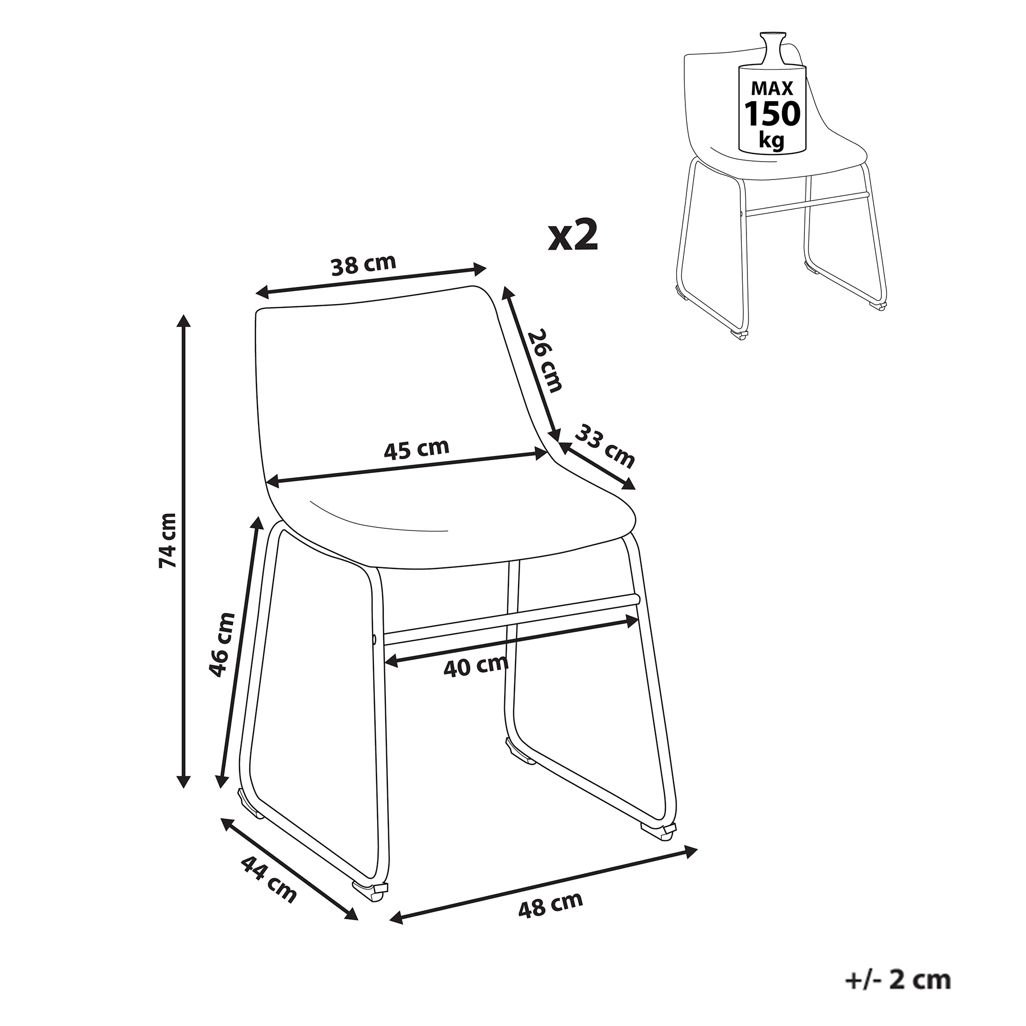 Set de 2 scaune dining BATAVIA Bej [3]