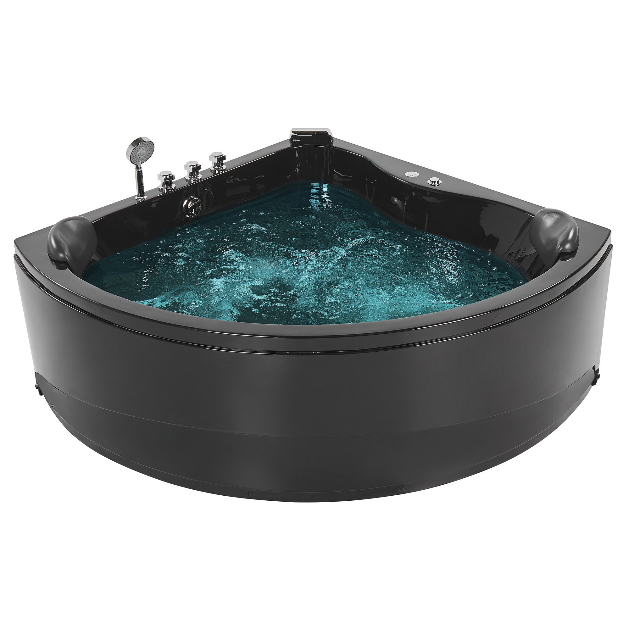 Hoekbad whirlpool LED zwart 197 x 140 cm BARACOA