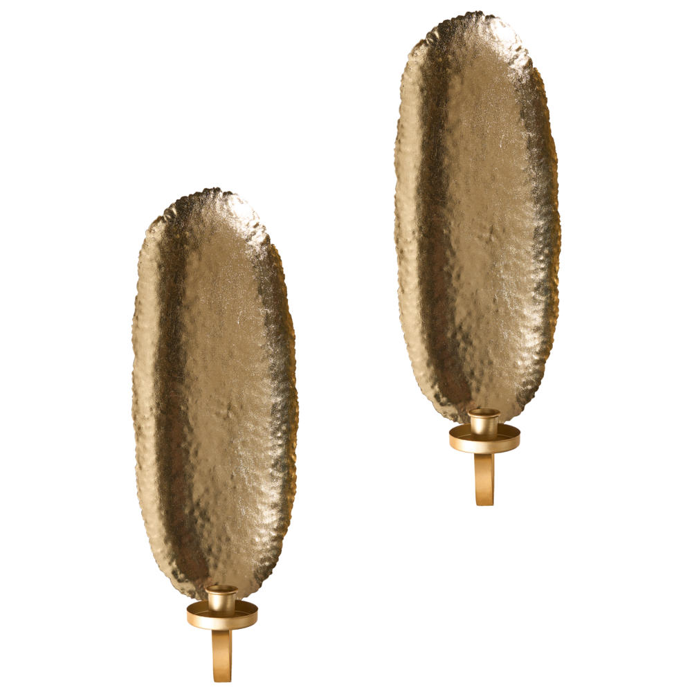 Set di 2 portacandele da parete in ferro dorato Decorazione moderna di design minimalista