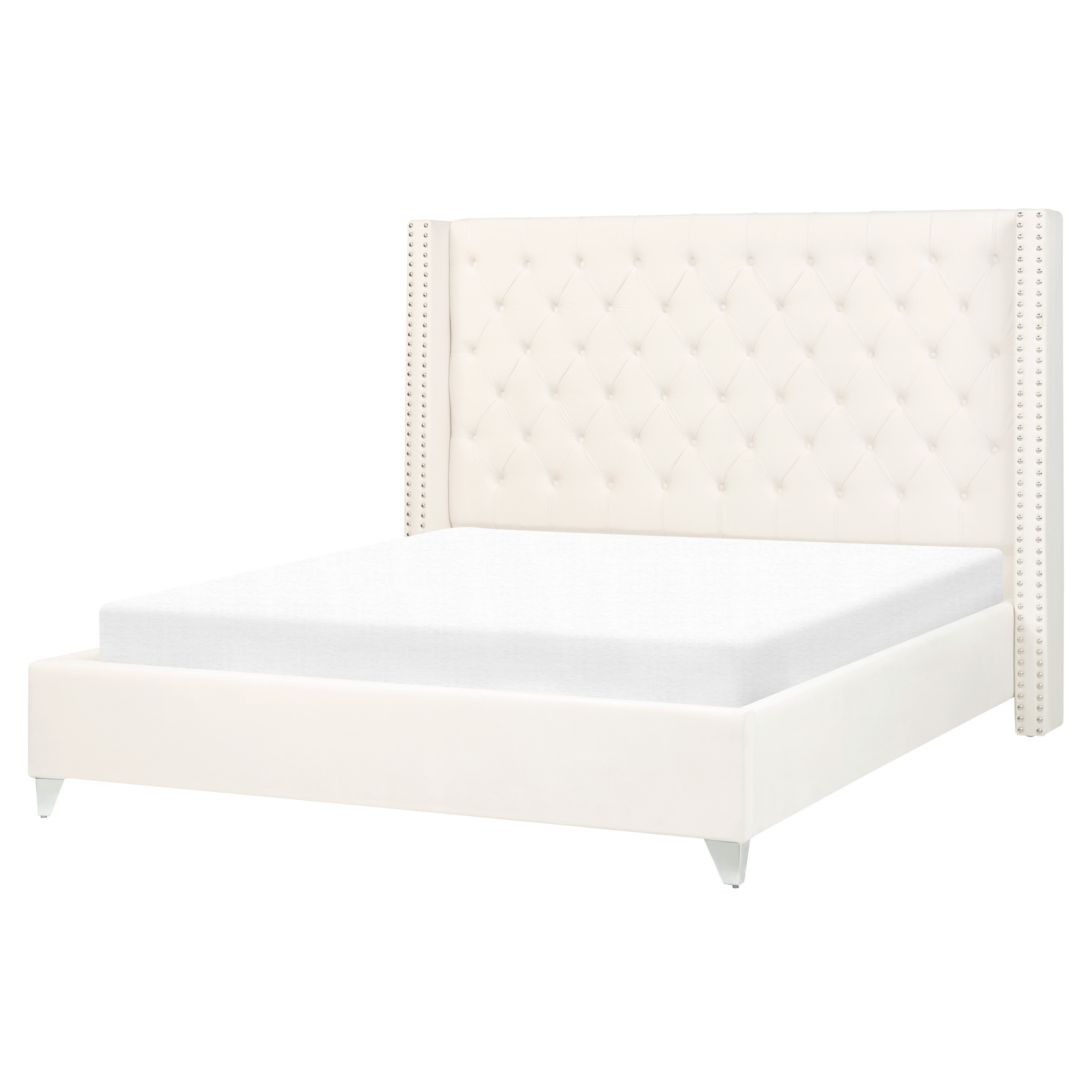Bed fluweel gebroken wit 160 x 200 cm LUBBON