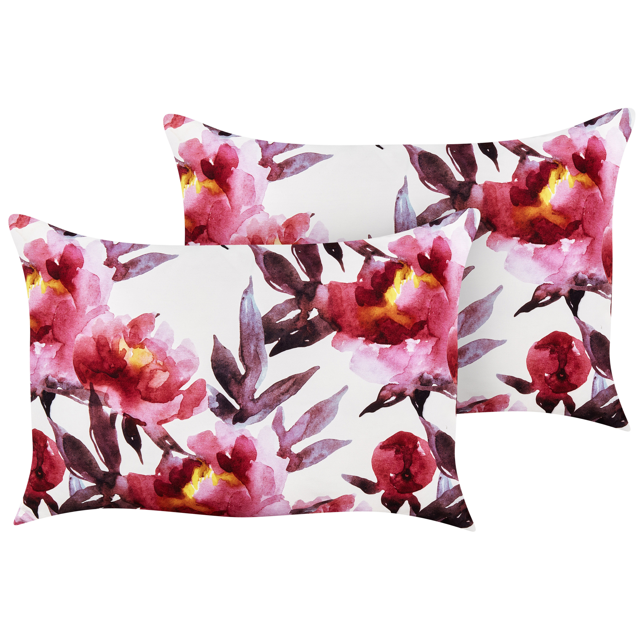 Tuinkussen set van 2 bloemen wit/roze 40 x 60 cm LANROSSO