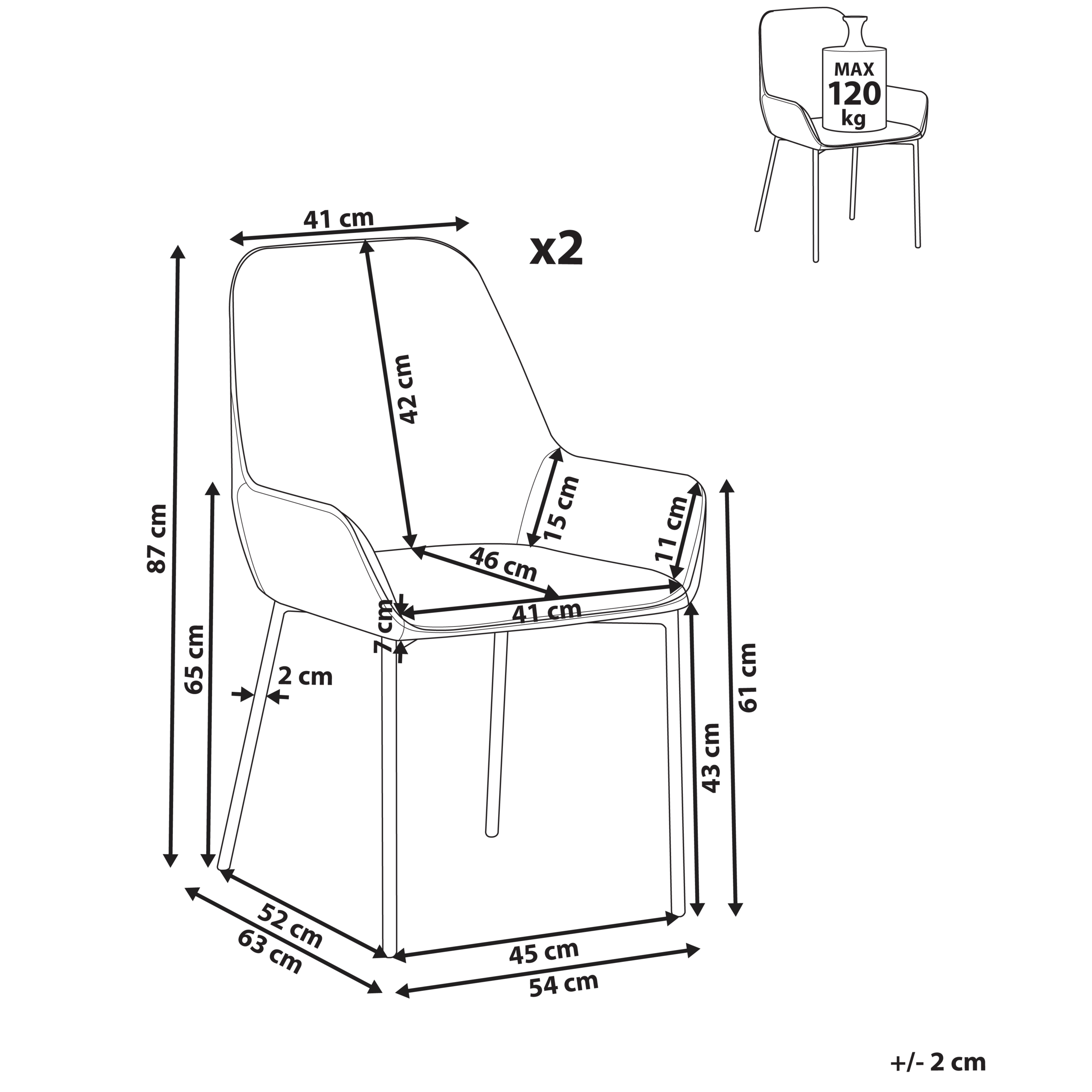 Set de 2 scaune dining LOVERNA Velur Verde [3]