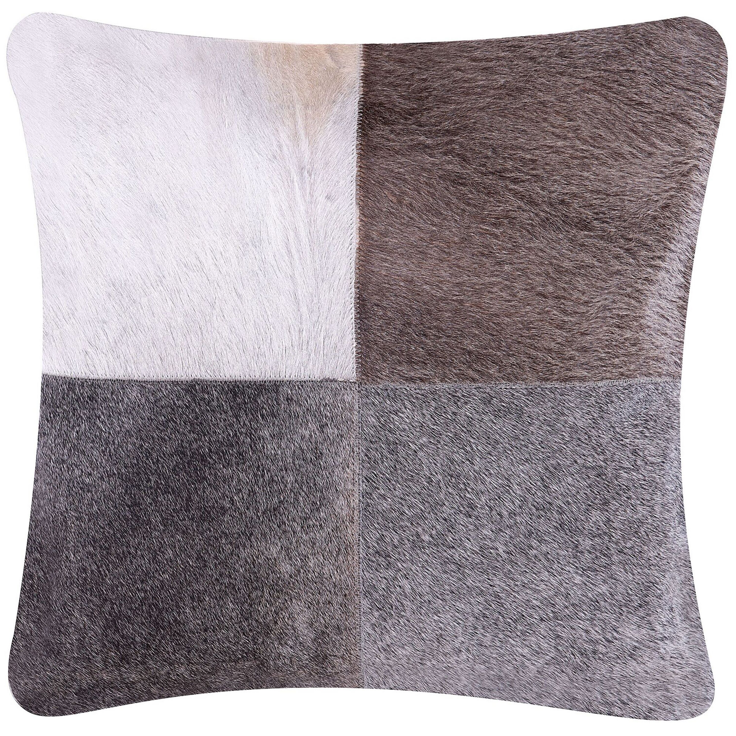 Sierkussen Leer Grijs NELLAD 45 x 45 cm