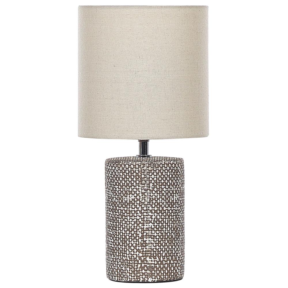 Image of Lampada da tavolo Lampada da comodino in tessuto con base in ceramica marrone Lampada da comodino Decorazione per la casa