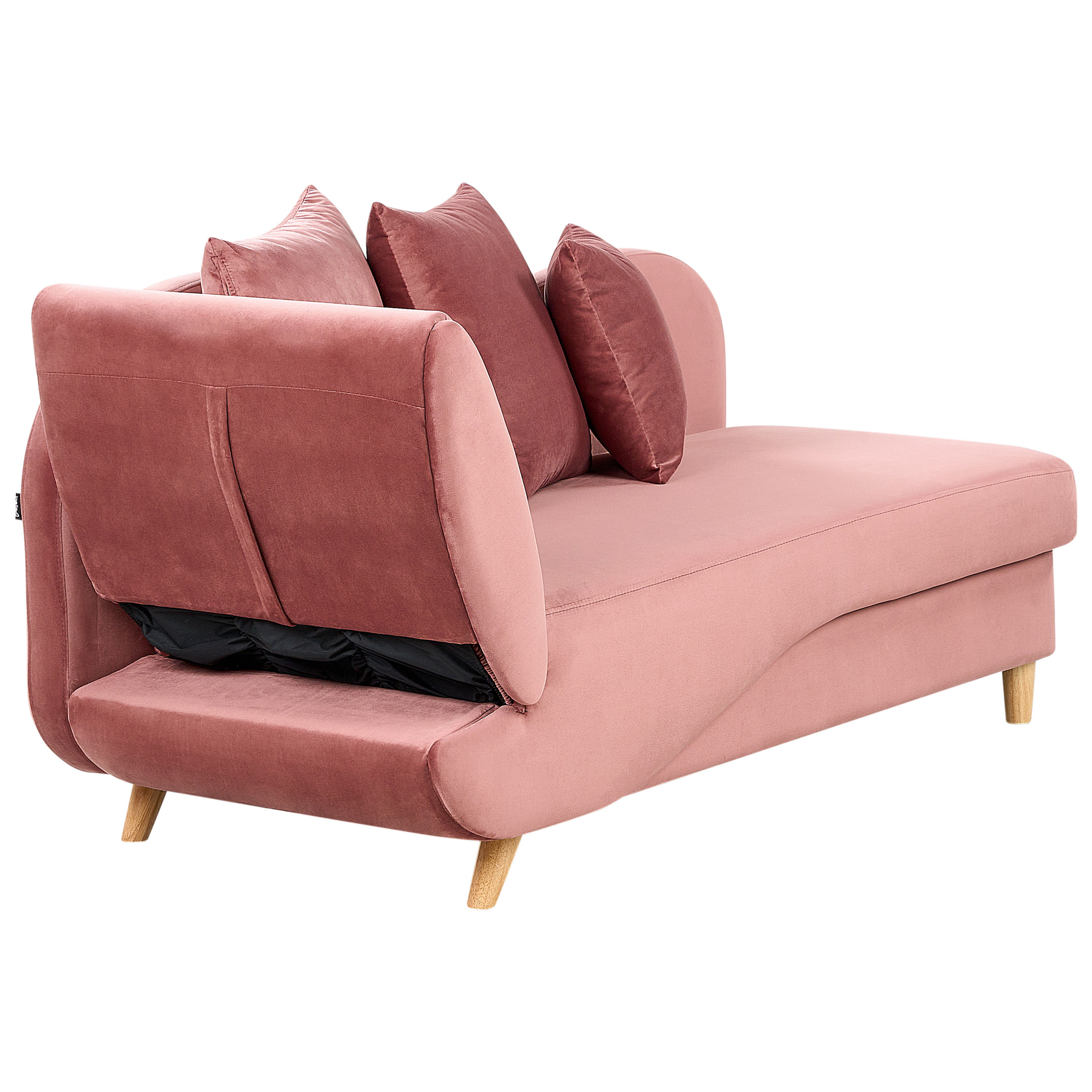 imagem de Chaise-longue à esquerda com arrumação em veludo rosa MERI II7