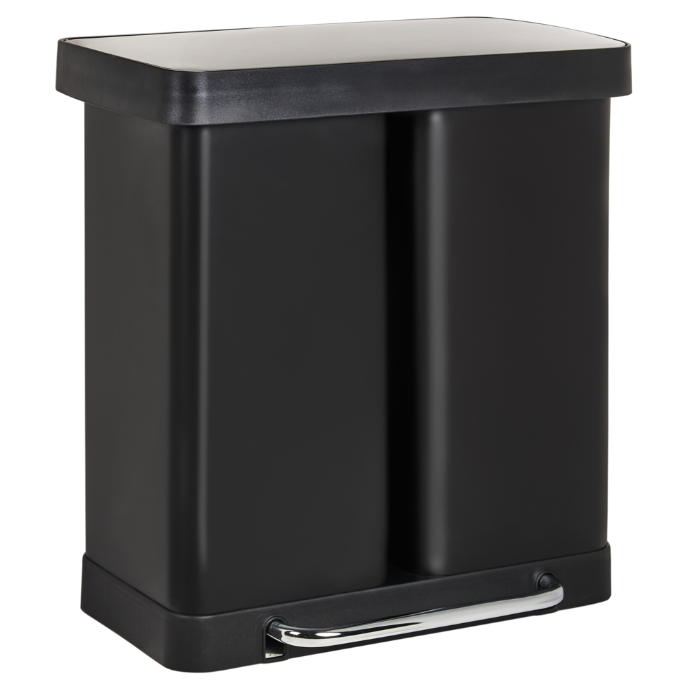 Cestino doppio con pedale e coperchio metallo Materiale sintetico Nero Cucina moderna Riciclabile
