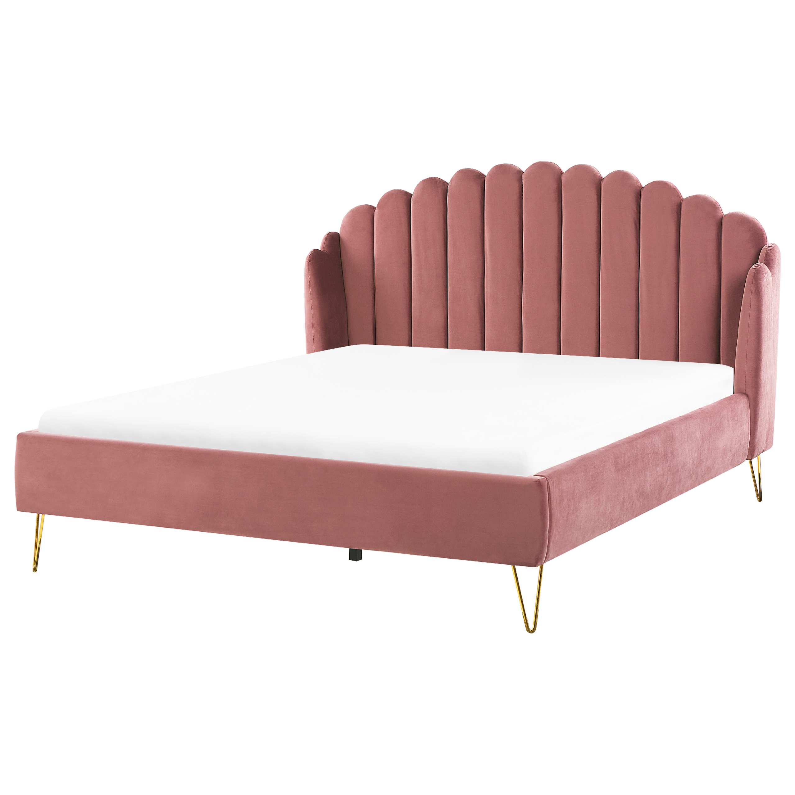 imagem de Cama de casal em veludo rosa 180 x 200 cm AMBILLOU2