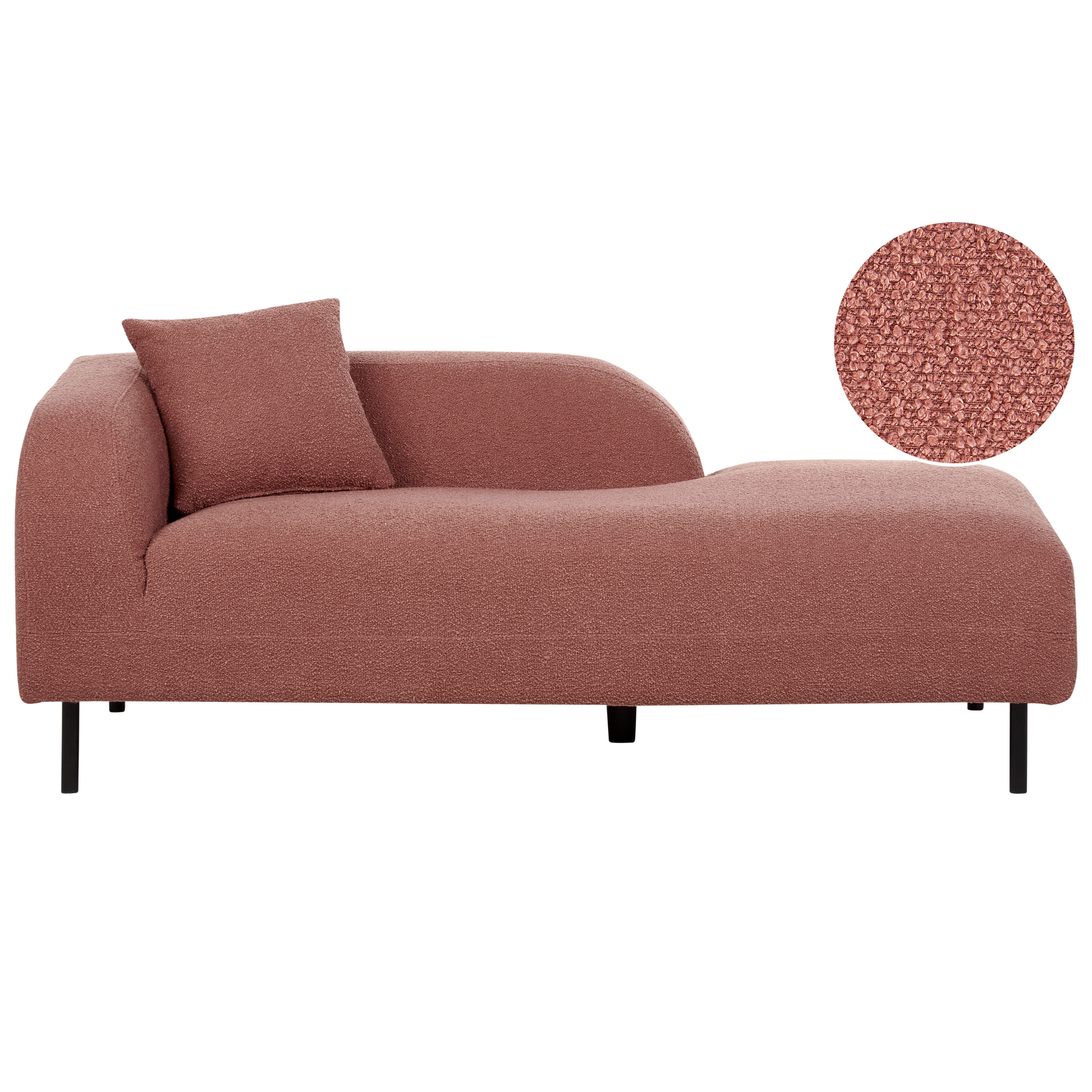 Chaise longue bouclé roze linkszijdig LE CRAU