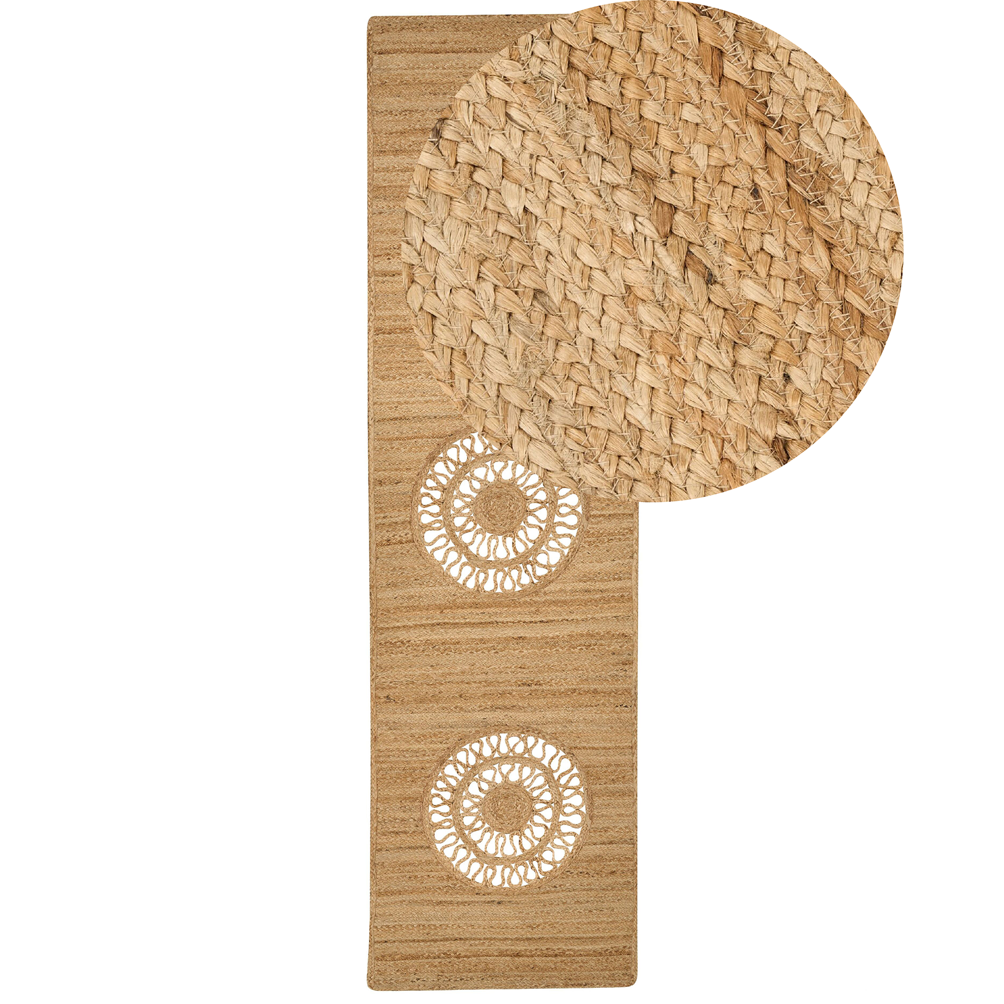 Vloerkleed jute beige 80 x 300 cm HATIPOGLU