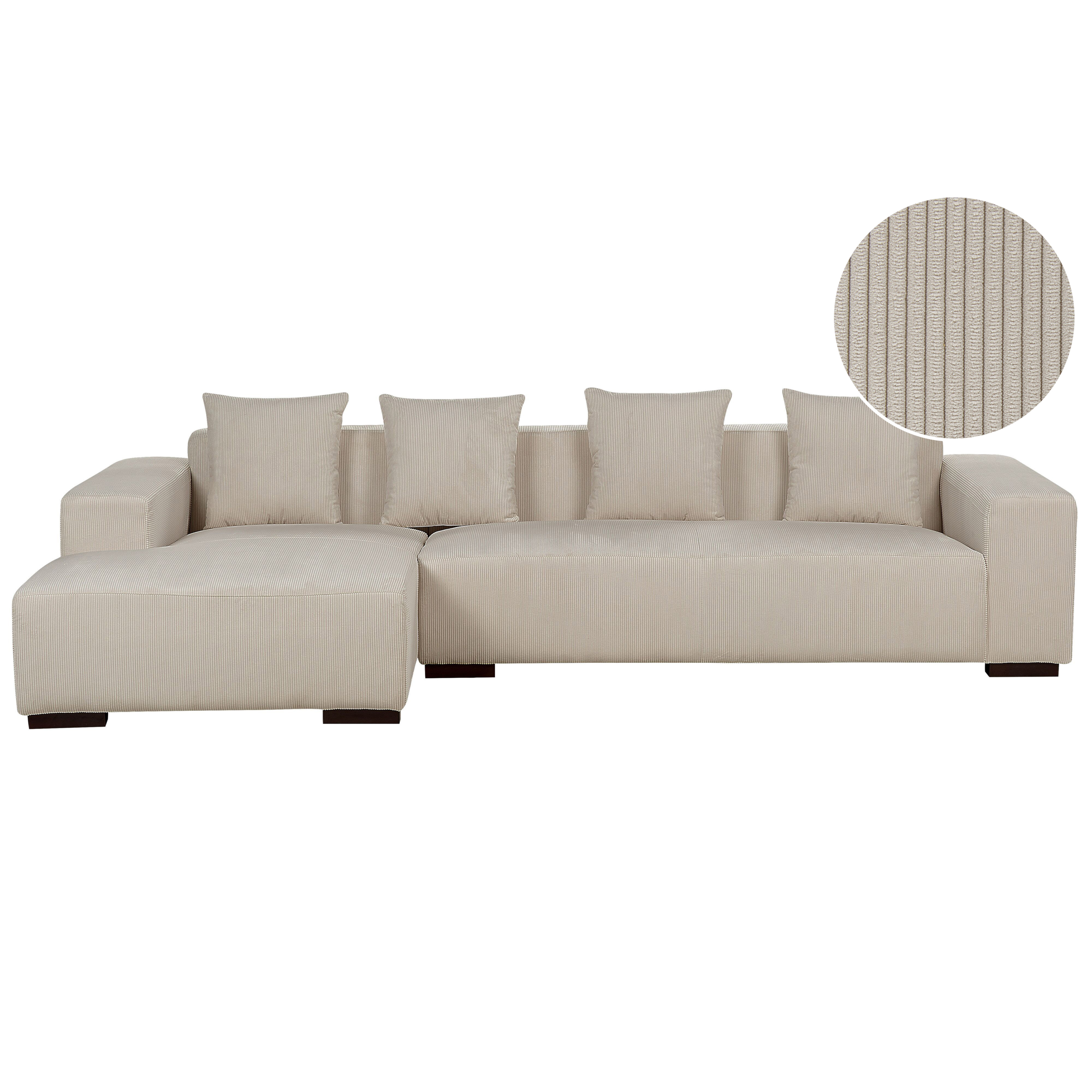 Hoekbank corduroy beige rechtszijdig LUNGO