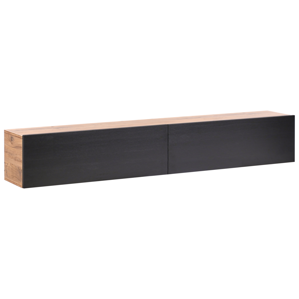 Mobile Porta TV a parete nero e marrone 180 cm fino a 70ʺ 2 porte Design minimalista Soggiorno