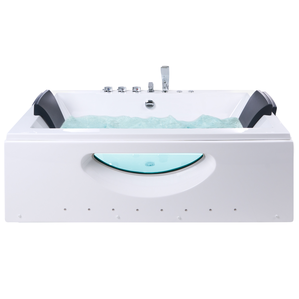 Vasca idromassaggio bianco ABS Getti d'acqua massaggianti Luci LED Poggiatesta Massaggio Getti d'Acqua Rettangolare 180 x 85 cm