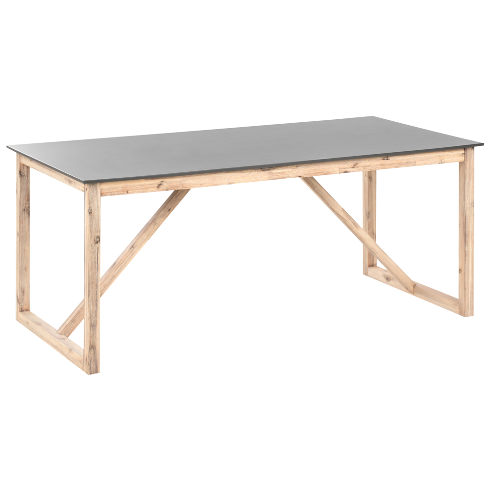 Tavolo da pranzo da giardino Piano in cemento Gambe in legno di acacia 180 x 90 cm Grigio per 6 persone