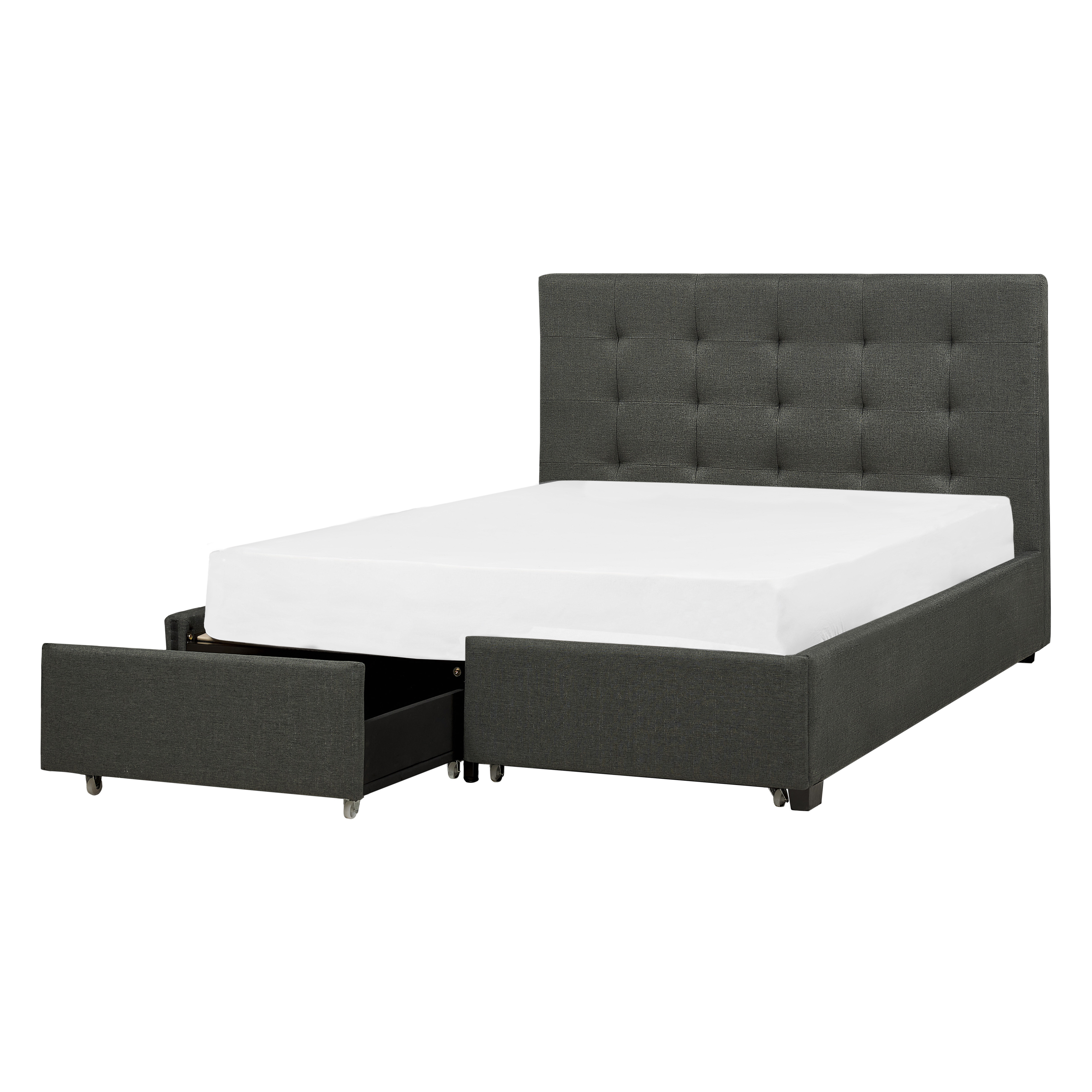 Bed met opbergruimte stof donkergrijs 140 x 200 cm LA ROCHELLE