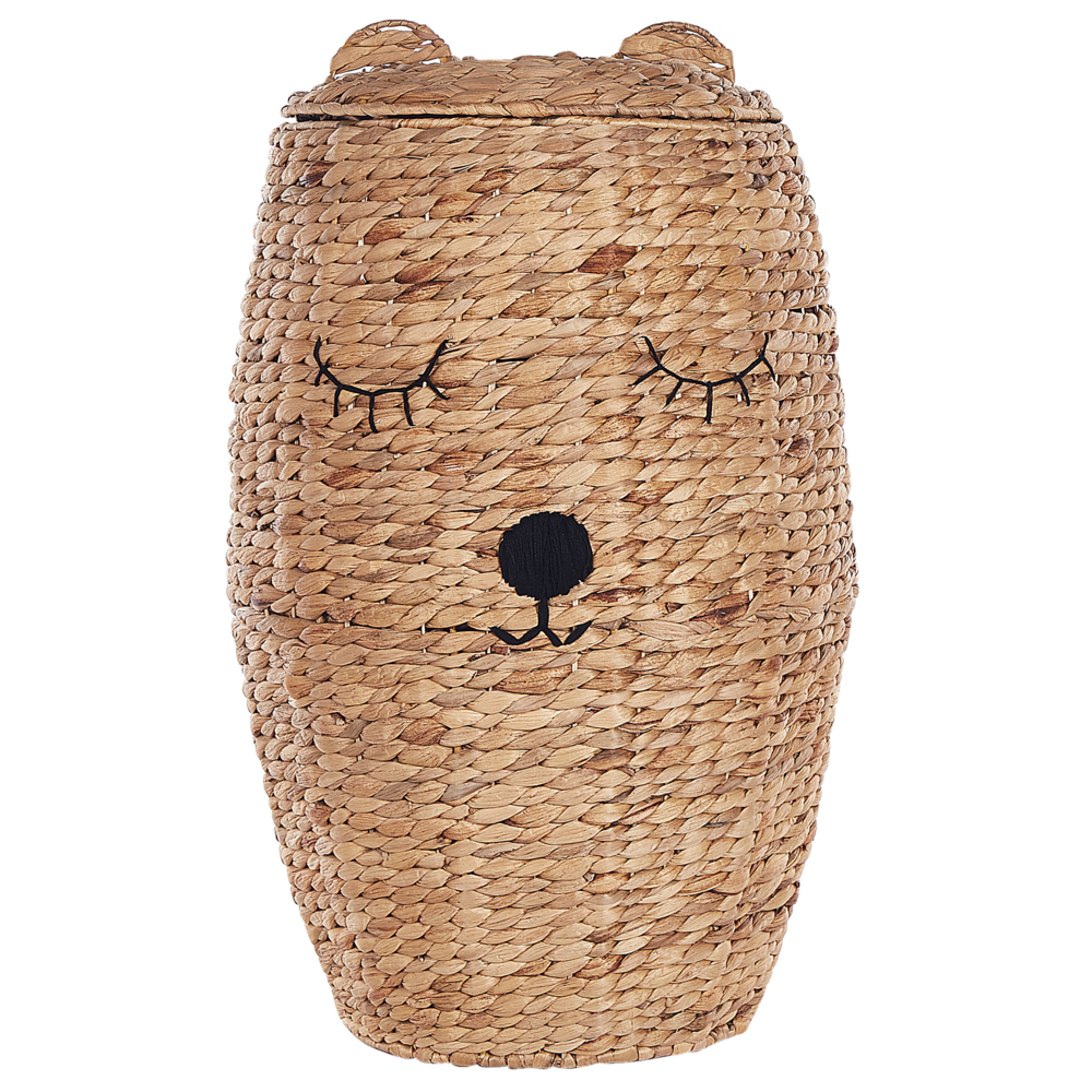 Image of Cesto a forma di orso in giacinto d&#39;acqua colore naturale cameretta bambini cesto portaoggetti portabiancheria