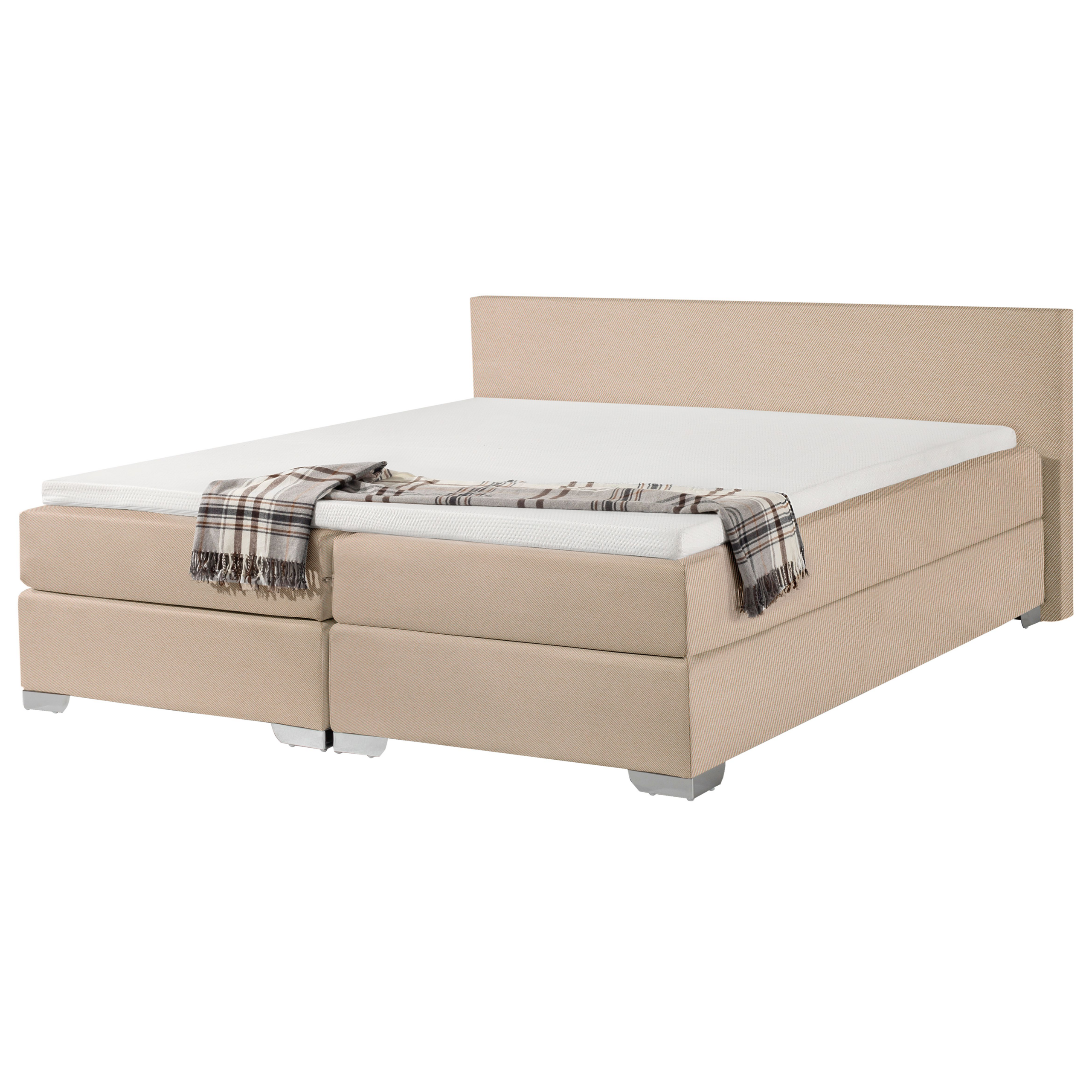 Boxspring stof beige 180 x 200 cm PRESIDENT