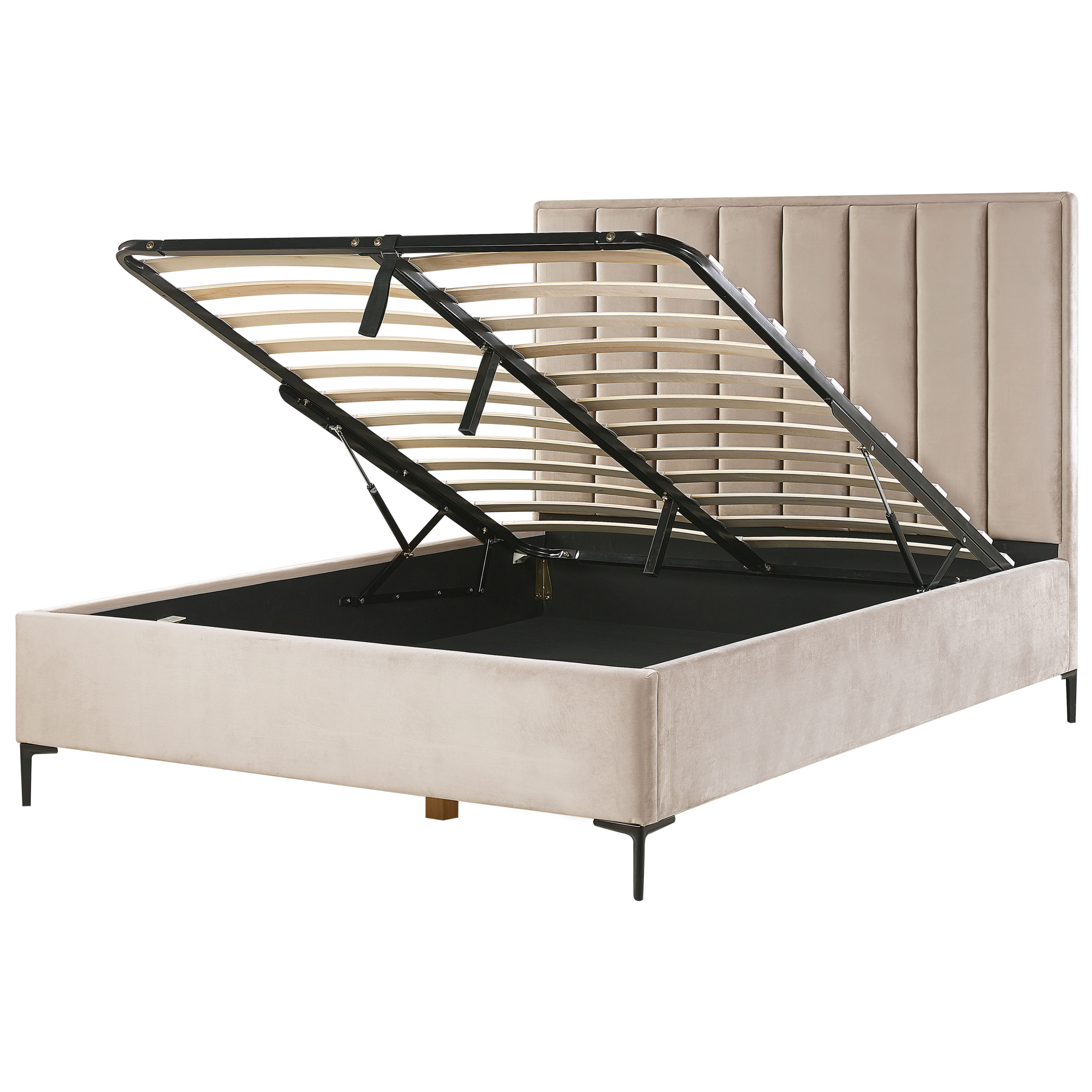 Bed met opbergruimte fluweel taupe 160 x 200 cm SEZANNE
