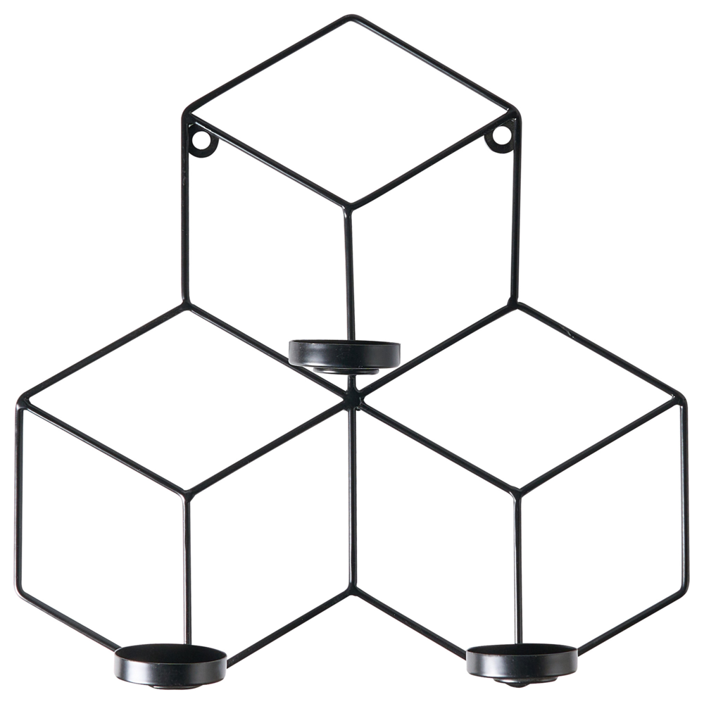 Portacandele da parete in metallo nero 31 cm Moderna decorazione centrotavola