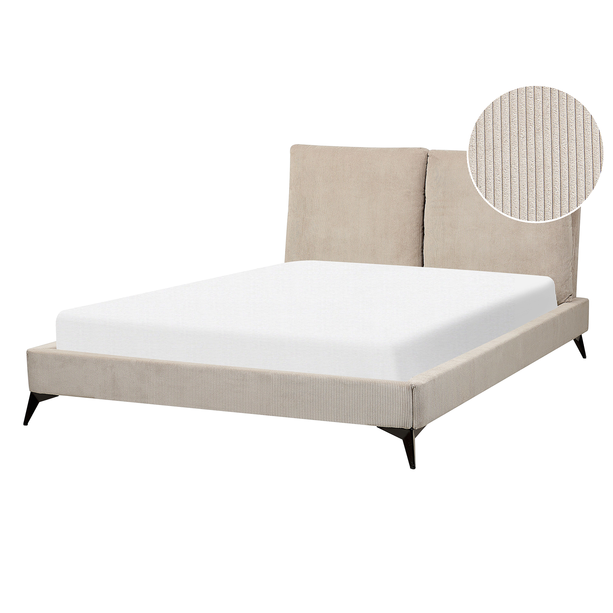 Bed corduroy taupe 140 x 200 cm MELLE