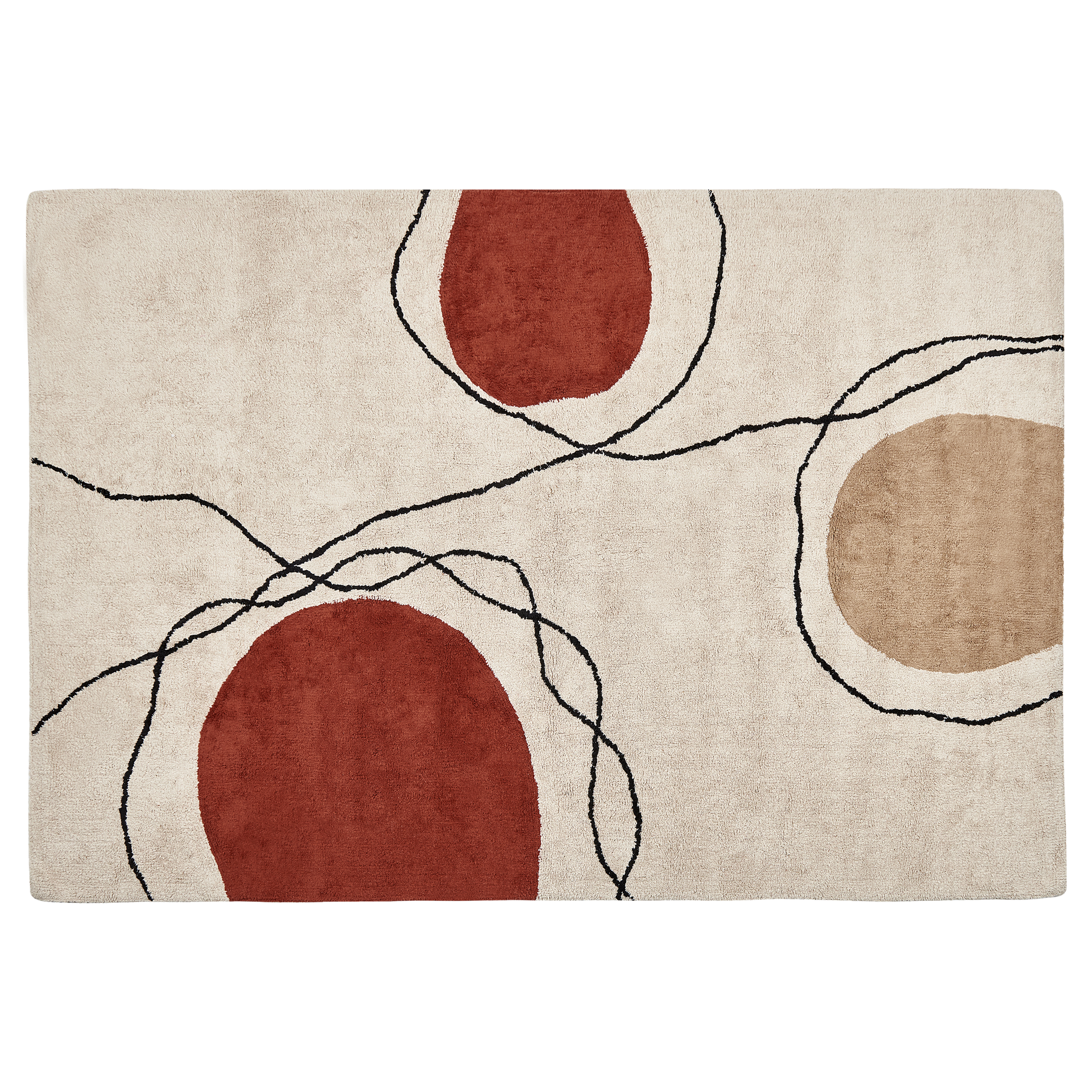Vloerkleed katoen beige/rood 140 x 200 cm BOLAT