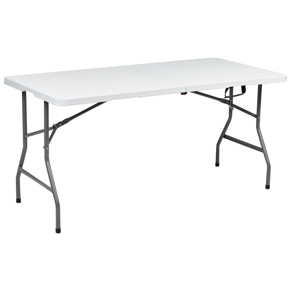 Tavolo da pranzo da giardino in materiale sintetico bianco 152 x 74 cm 4 posti a sedere rettangolare pieghevole gambe in metallo Minimalista