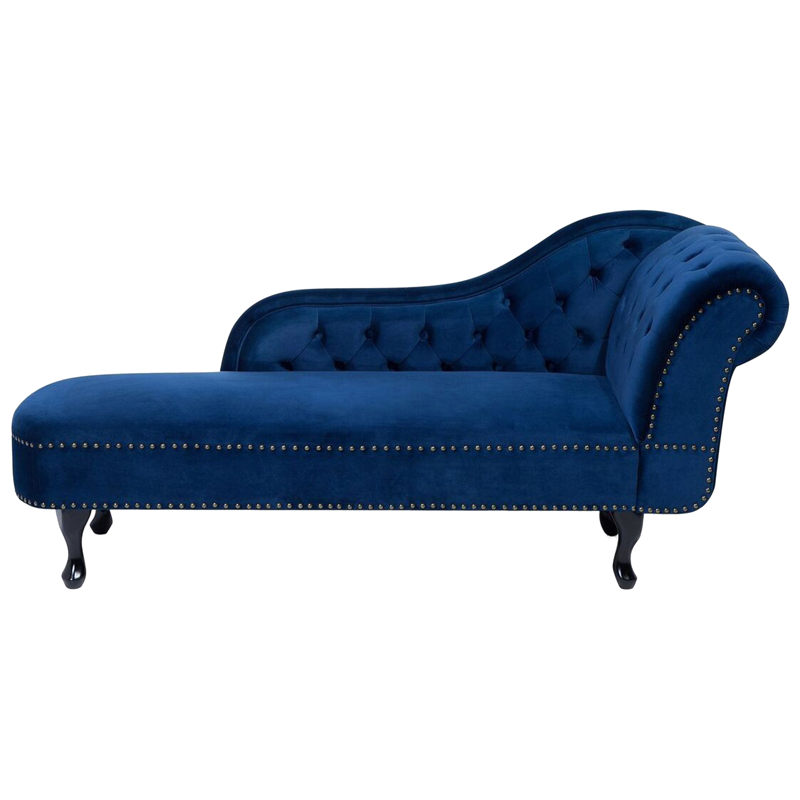 Chaise longue fluweel blauw rechtszijdig NIMES