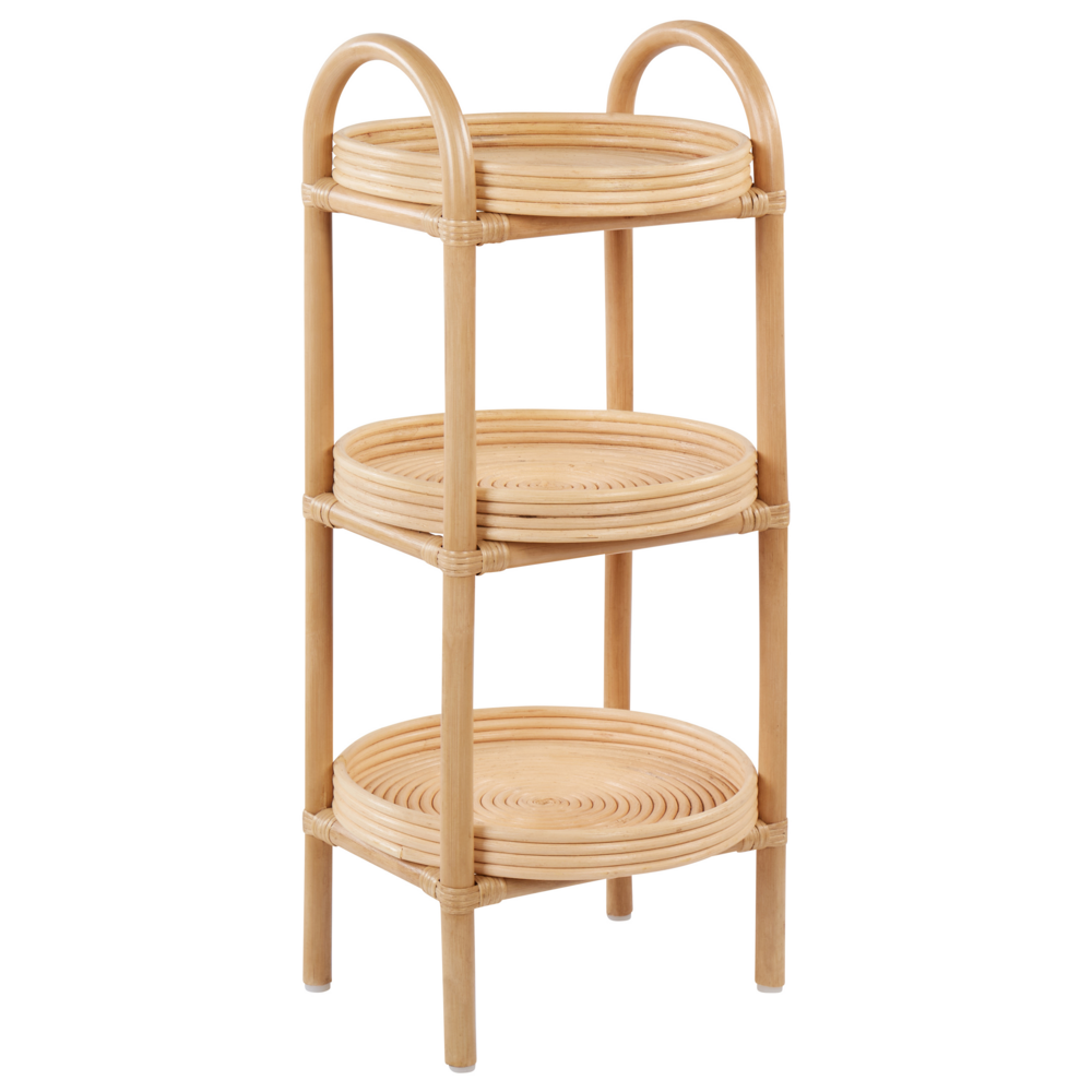 Tavolino Scaffale per piante Rattan Naturale Outdoor Indoor Garden Retro 3 ripiani Freestanding Garden Storage