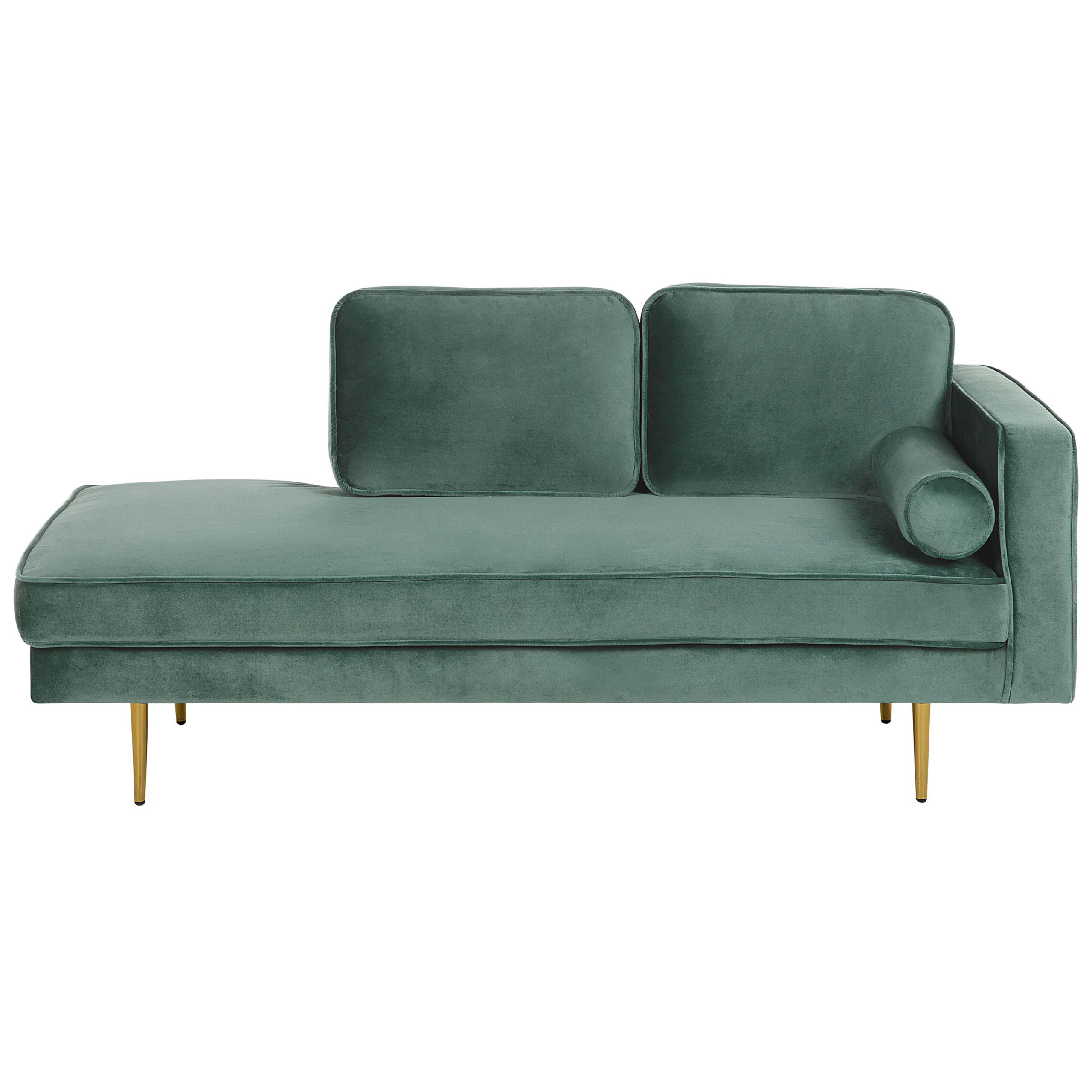 Chaise longue fluweel mintgroen rechtszijdig MIRAMAS