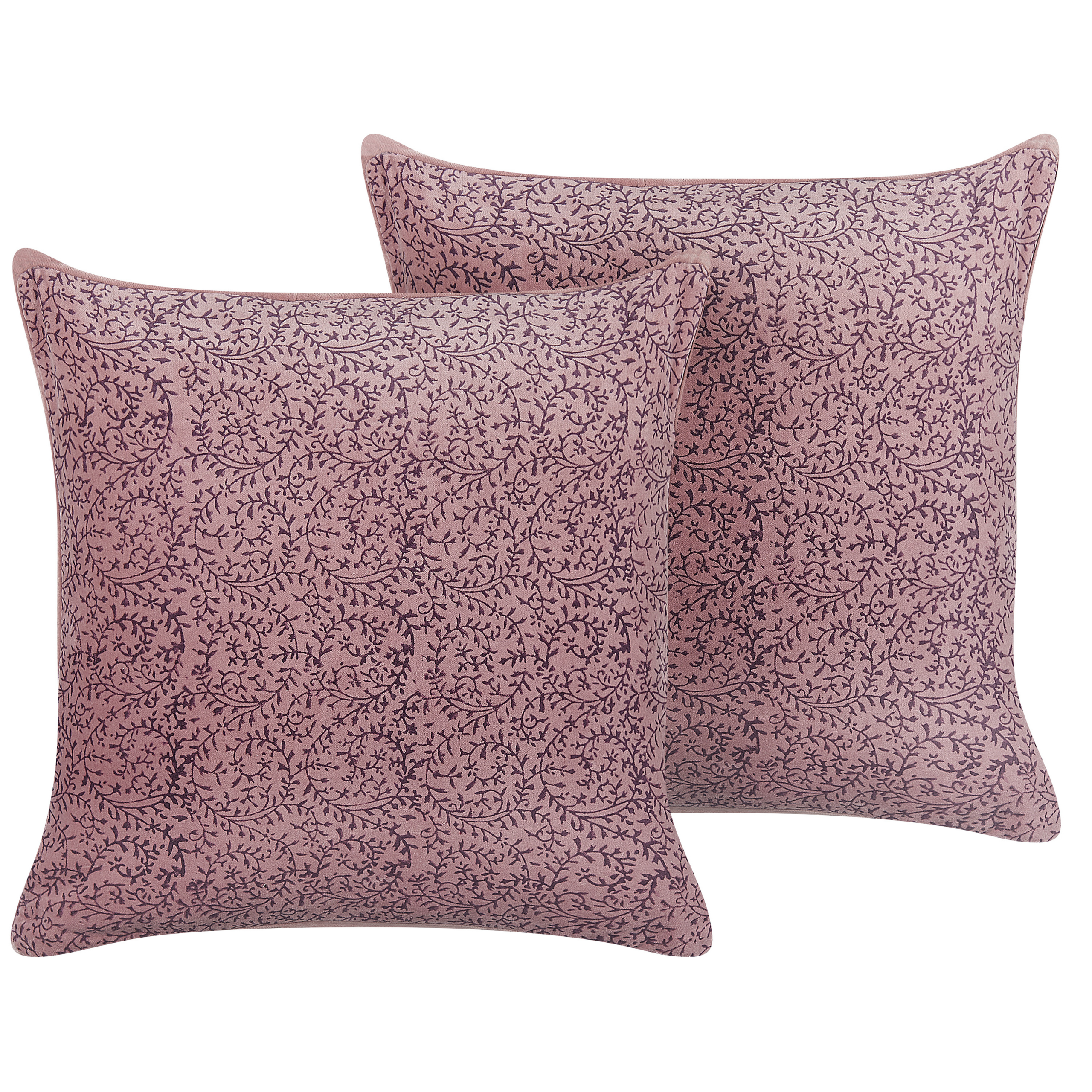 Set van 2 kussens Blokprint Katoen Roze ROMNEYA 45 x 45 cm