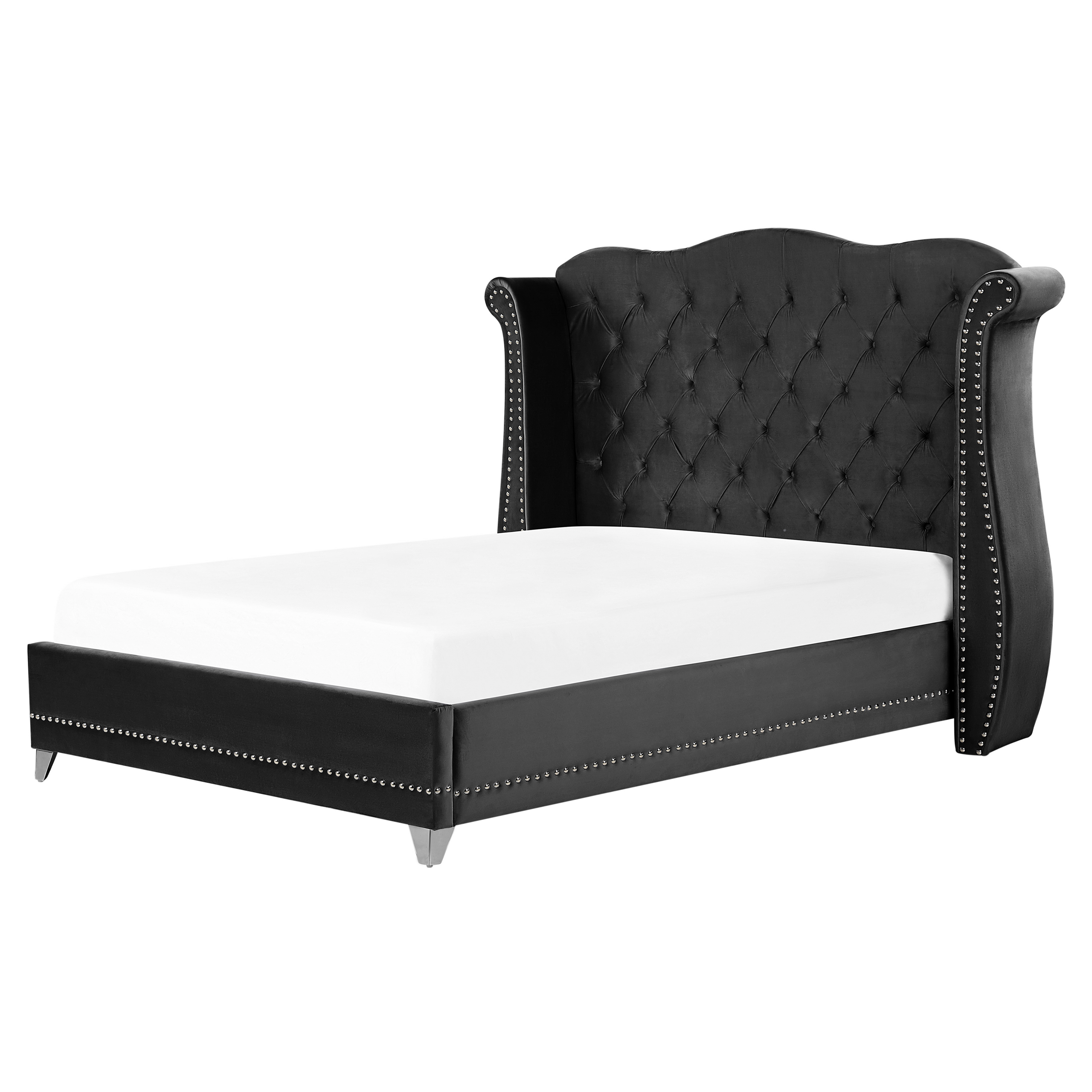 Bed fluweel zwart 160 x 200 cm AYETTE