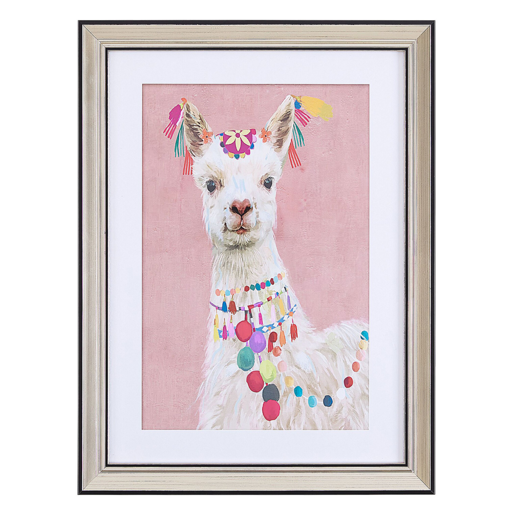 Image of Stampa artistica da parete con cornice Lama Cornice in ottone rosa 30 x 40 cm Passe-Partout Kids Room Boho