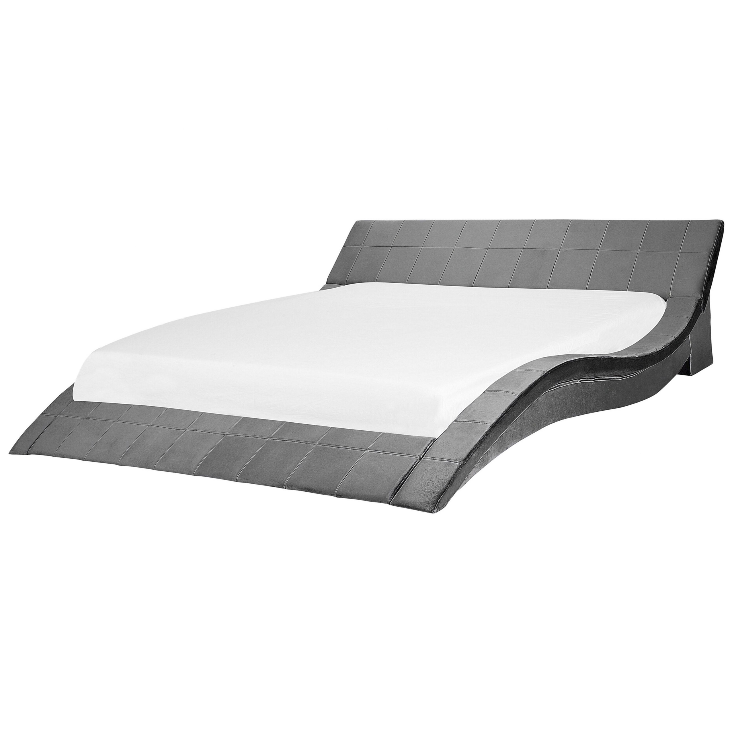 Beliani - Cama de casal em veludo cinzento 180 x 200 cm VICHY