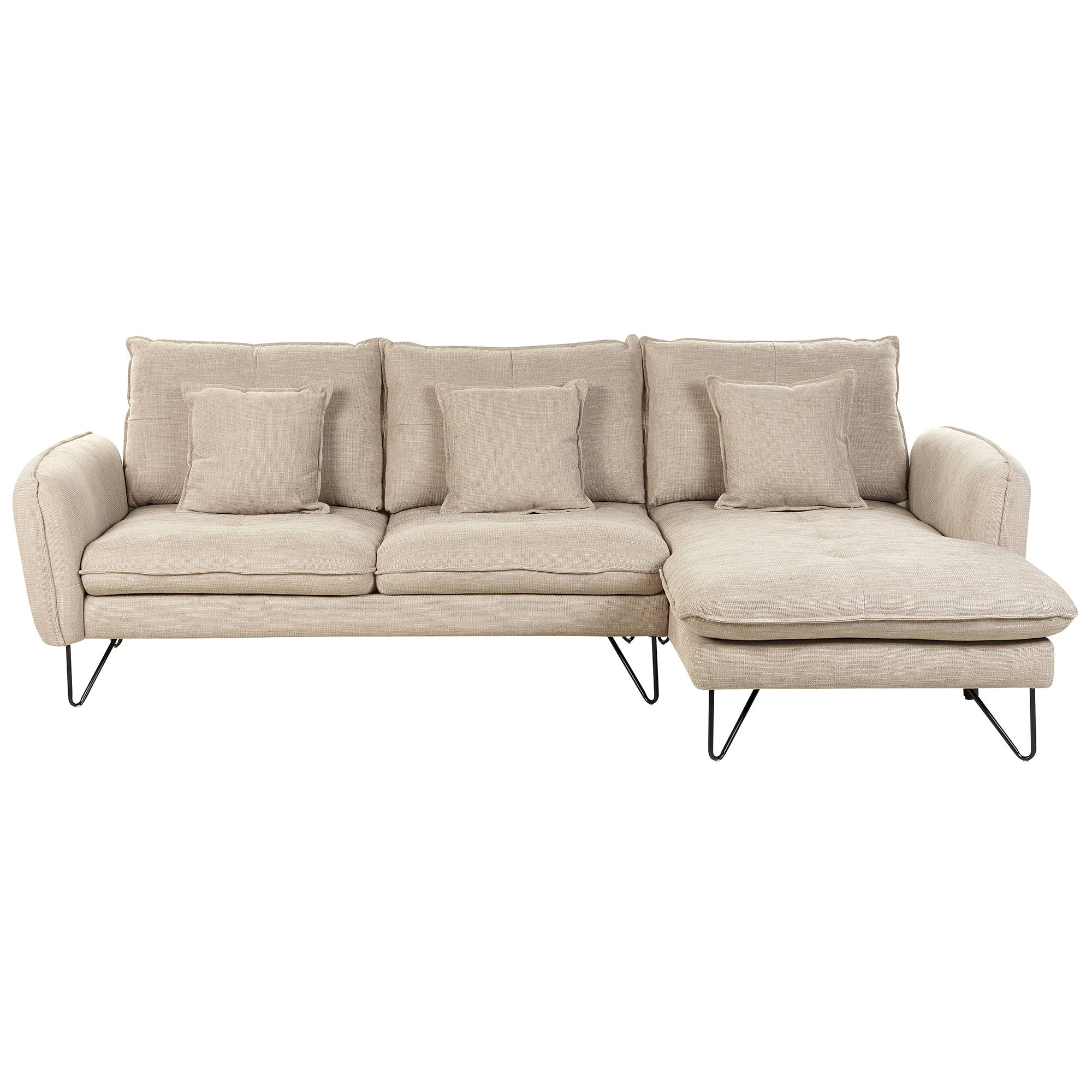 Hoekbank stof beige linkszijdig SERSAN