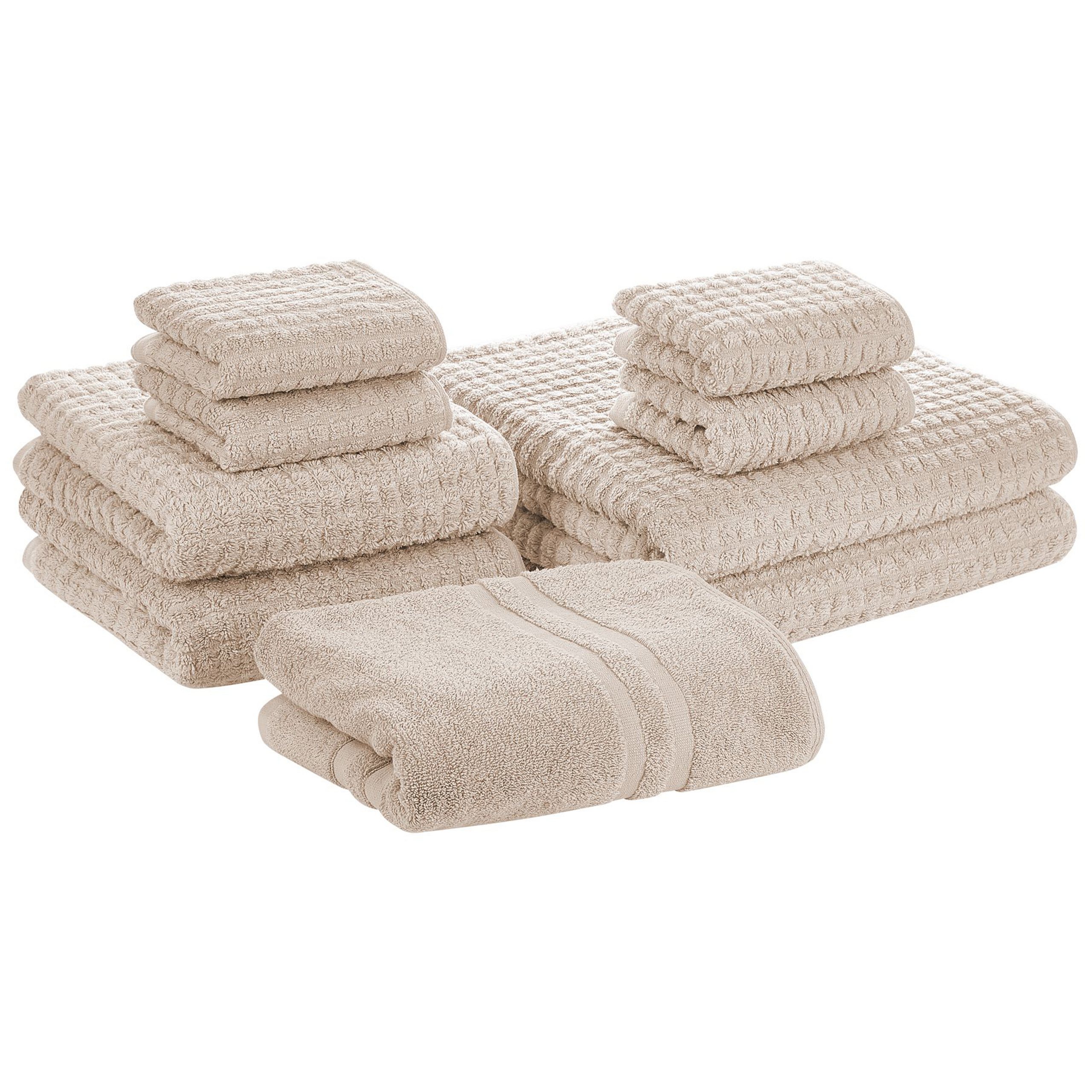 Handdoek set van 9 katoen beige ATAI