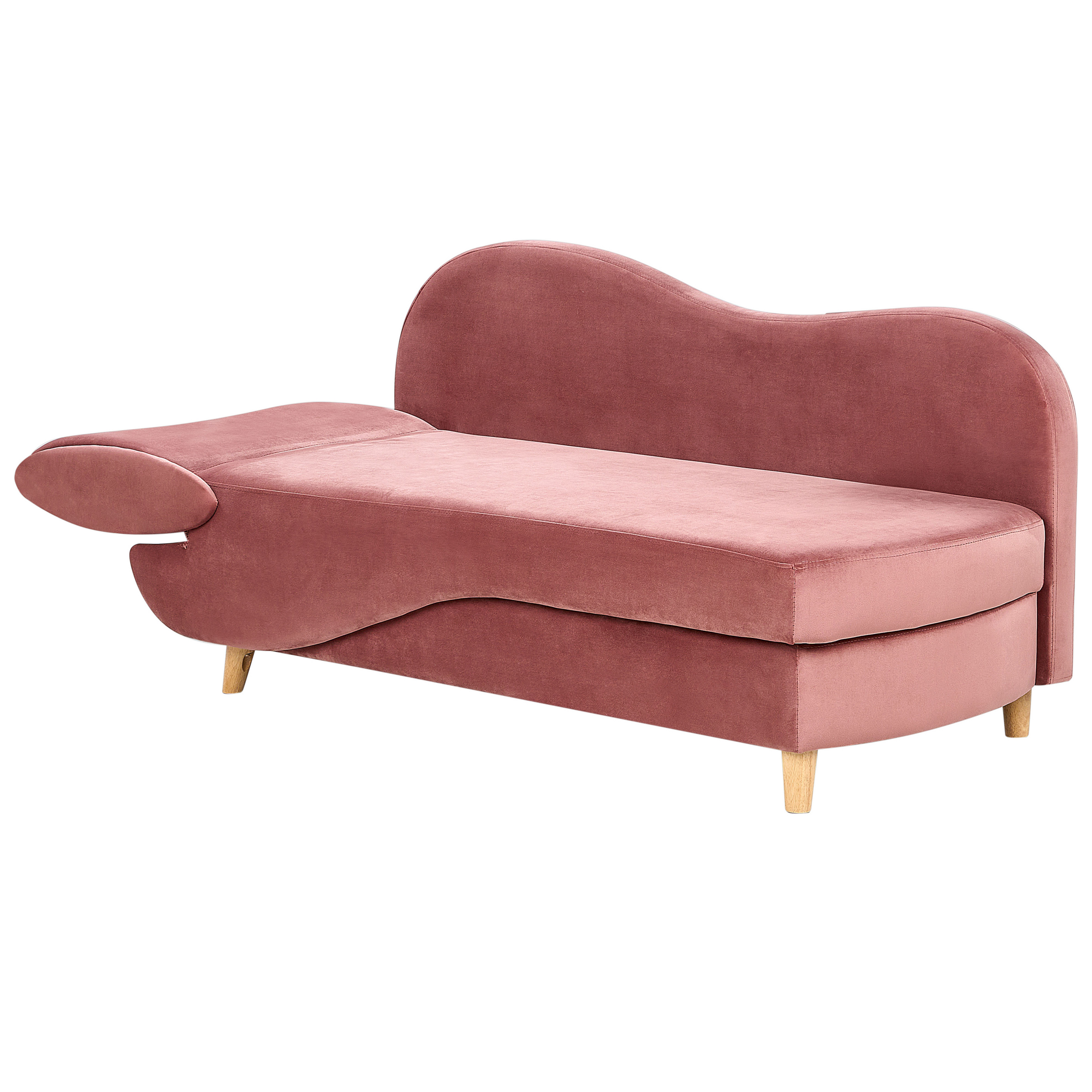 imagem de Chaise-longue à esquerda com arrumação em veludo rosa MERI II5