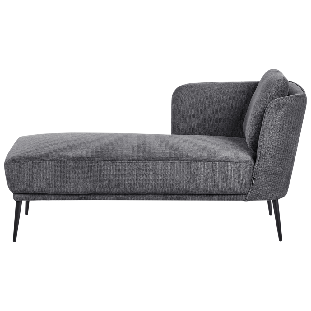 Chaise longue con cuscino in tessuto grigio scuro lato destro stile retrò