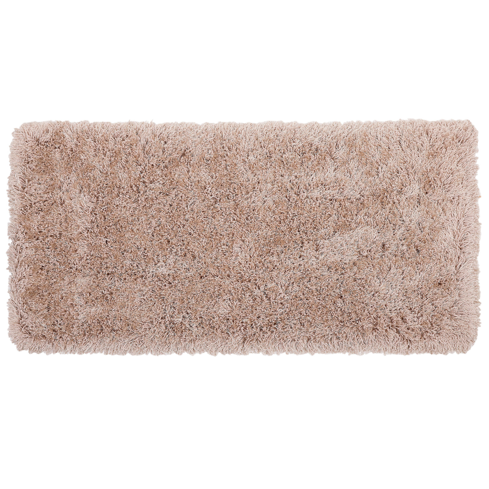 Image of Tappeto ad tappetino Shaggy Beige con cotone 80 x 150 cm Rettangolare a pelo lungo trapuntato