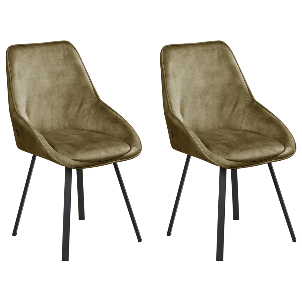 Set di 2 sedie da pranzo in velluto verde con gambe in ferro nero girevoli a 180° moderne sedie imbottite